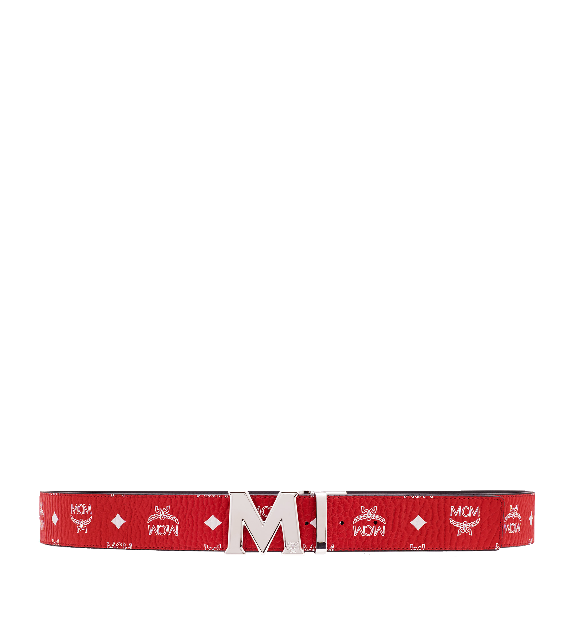 MCM Claus M Wendegürtel 4, 5 cm in Weiß mit Visetos-Aufdruck Red MXB8SVI03RV001 Noch mehr sehen 2