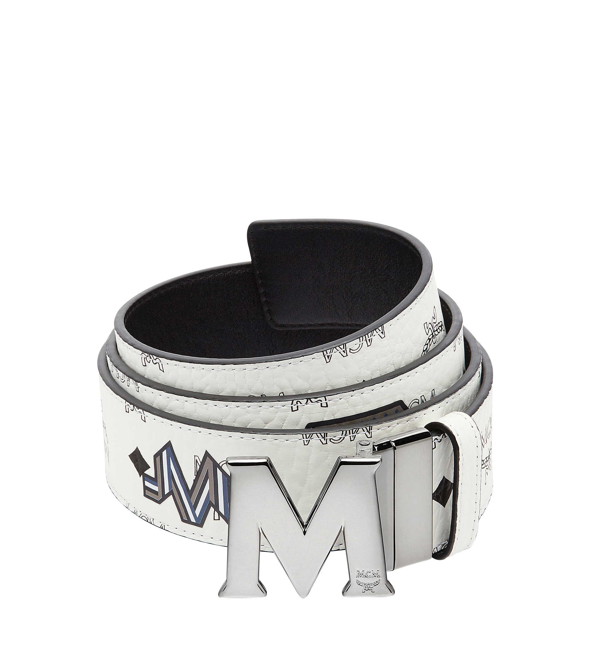 Mcm belt shop white and black