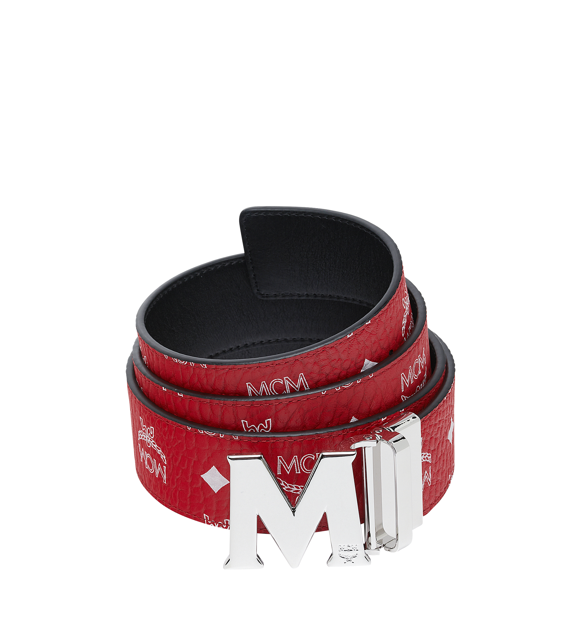 red and white mcm belt