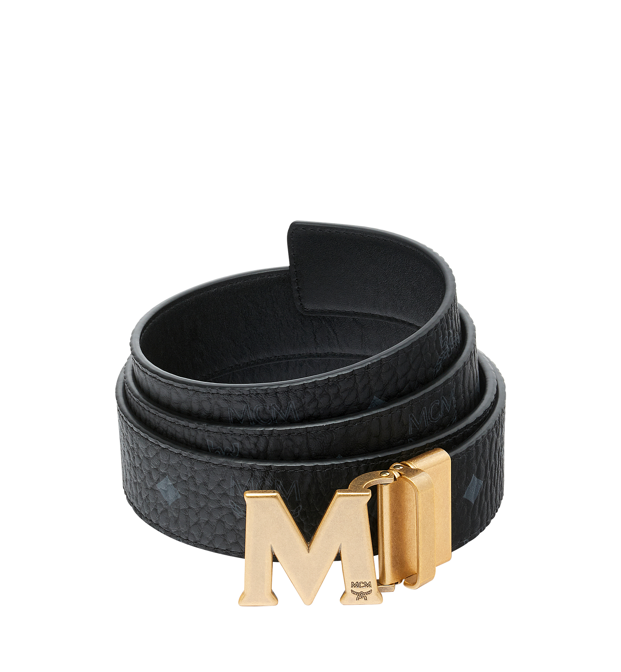 MCM Claus Antique M Reversible Belt 3.8 cm in Visetos Black MXB9SVI12BK001 Alternate View 1
