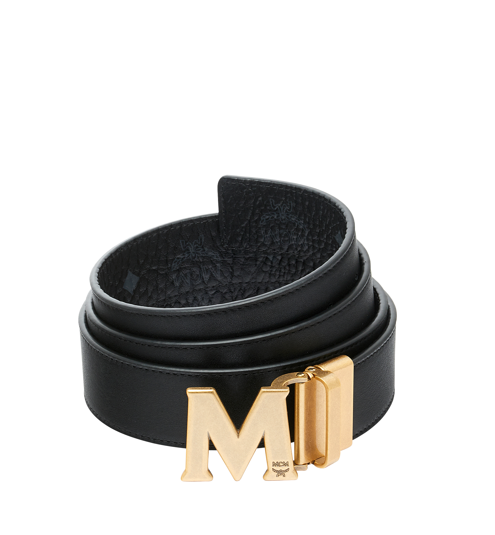 MCM Claus Antique M Reversible Belt 3.8 cm in Visetos Black MXB9SVI12BK001 Alternate View 1