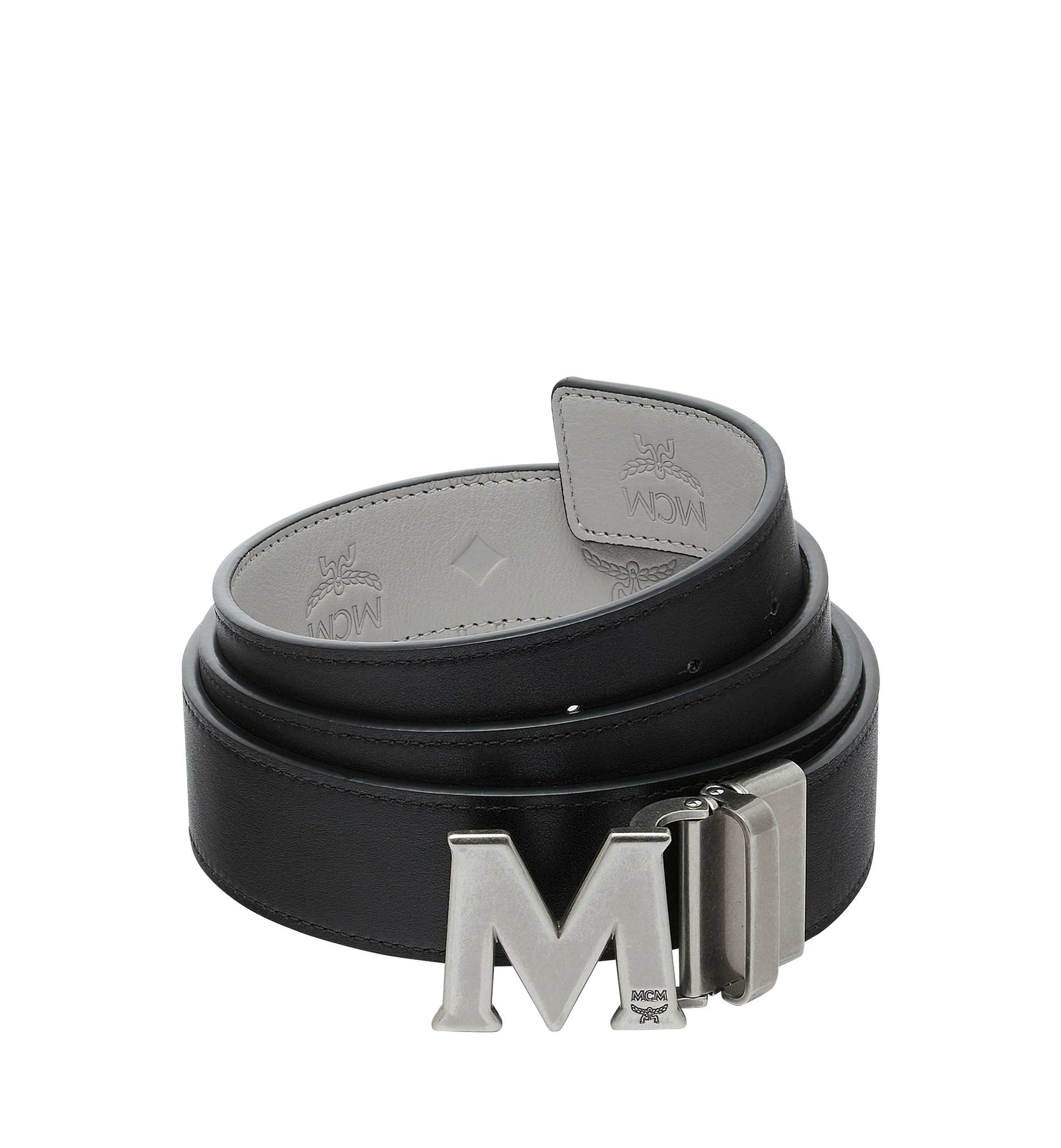 MCM Claus Antique M Reversible Belt 1" in Leather Grey MXB9SVI23IV001 Alternate View 1