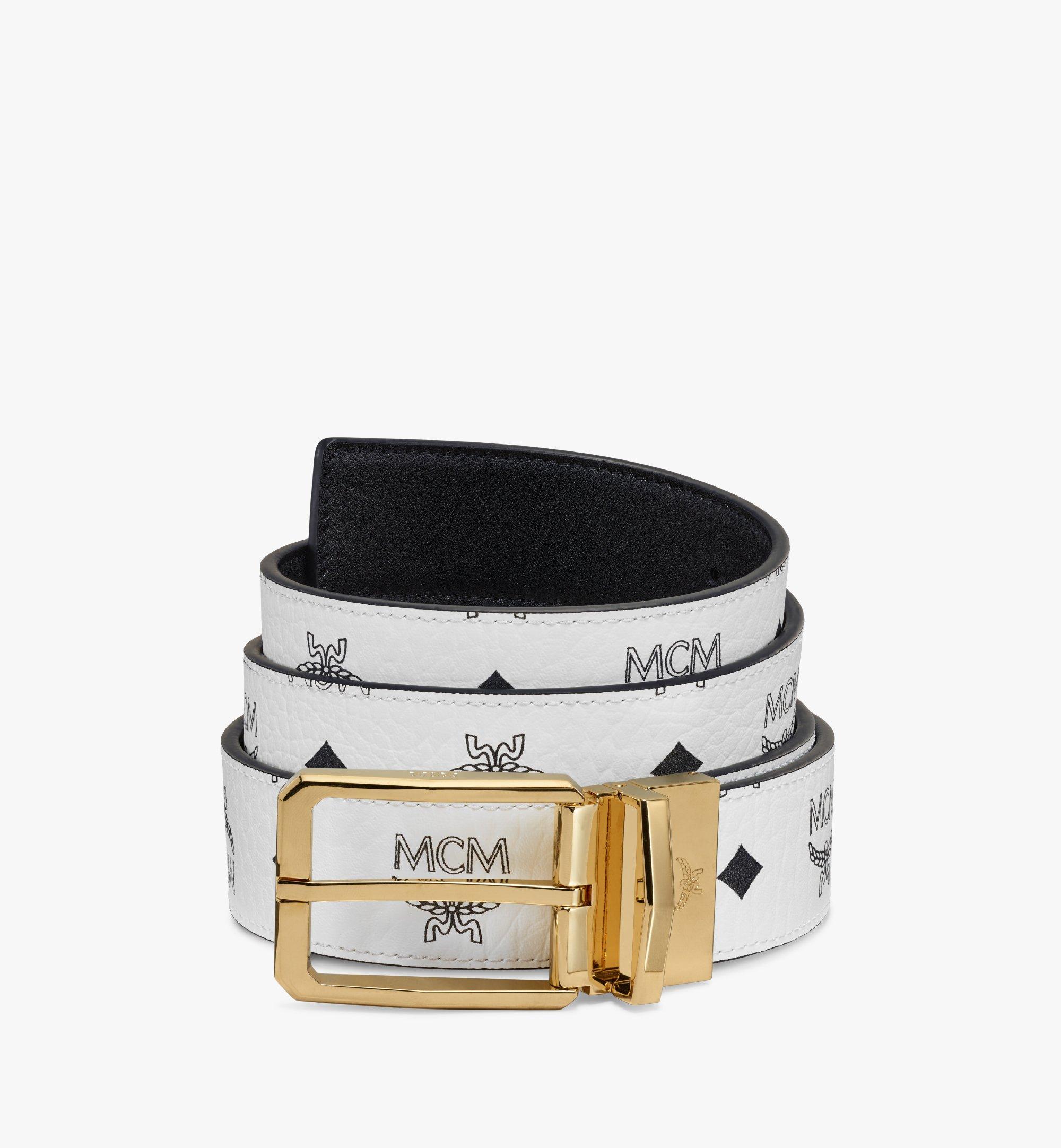 Adjustable Reversible Black MCM Belt with Black Buckle