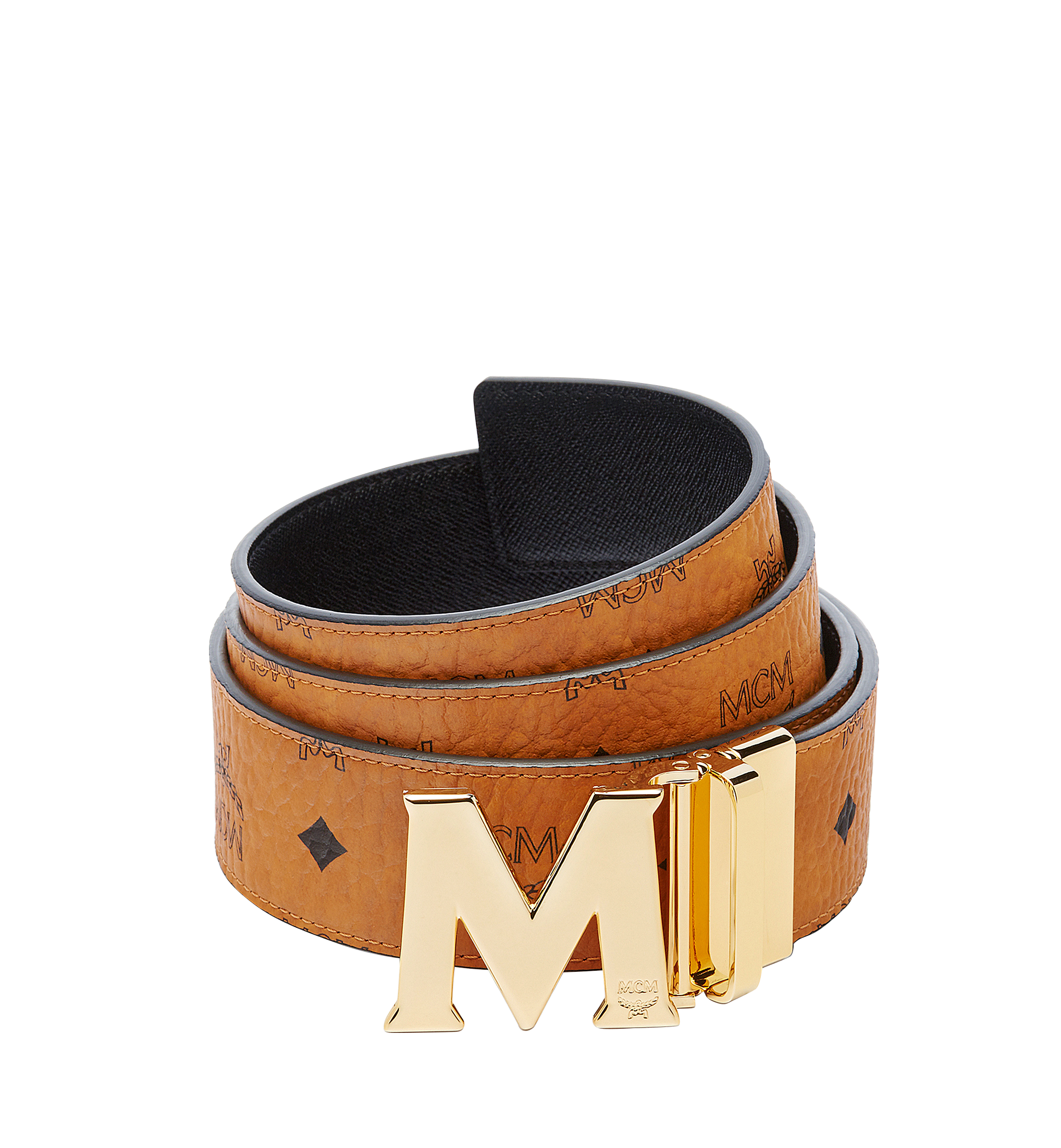 Mcm Claus Reversible Belt Cognac One Size