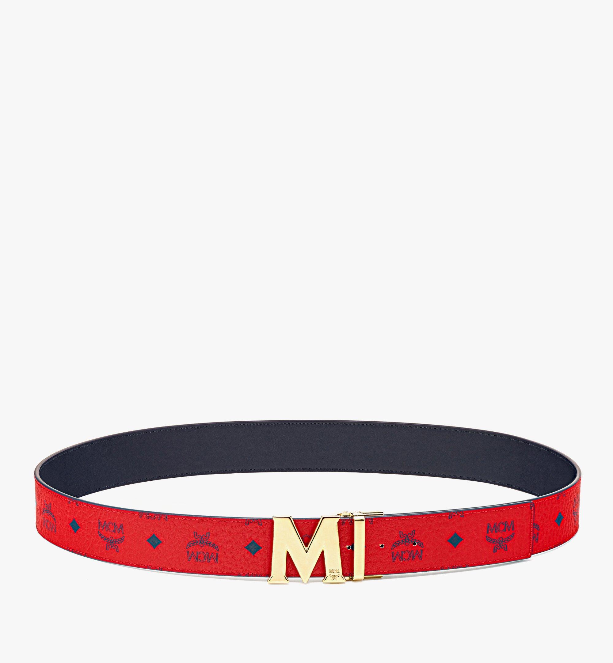 MCM Visetos Reversible M Belt - Pink in Red