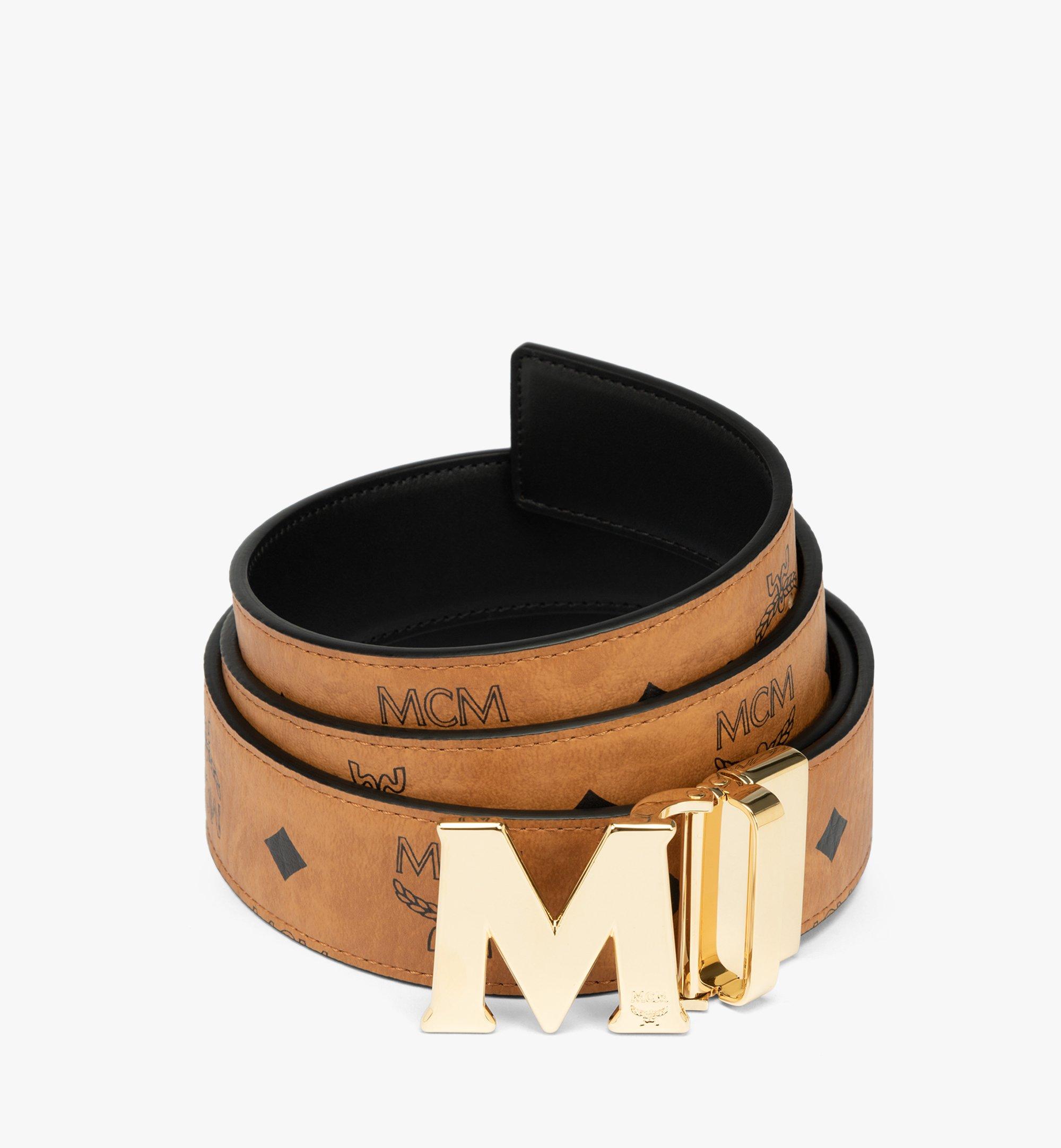 Mcm Visetos Reversible Matte-Buckle Belt ($295) ❤ liked on Polyvore  featuring men's fashion, men's accessories, m…