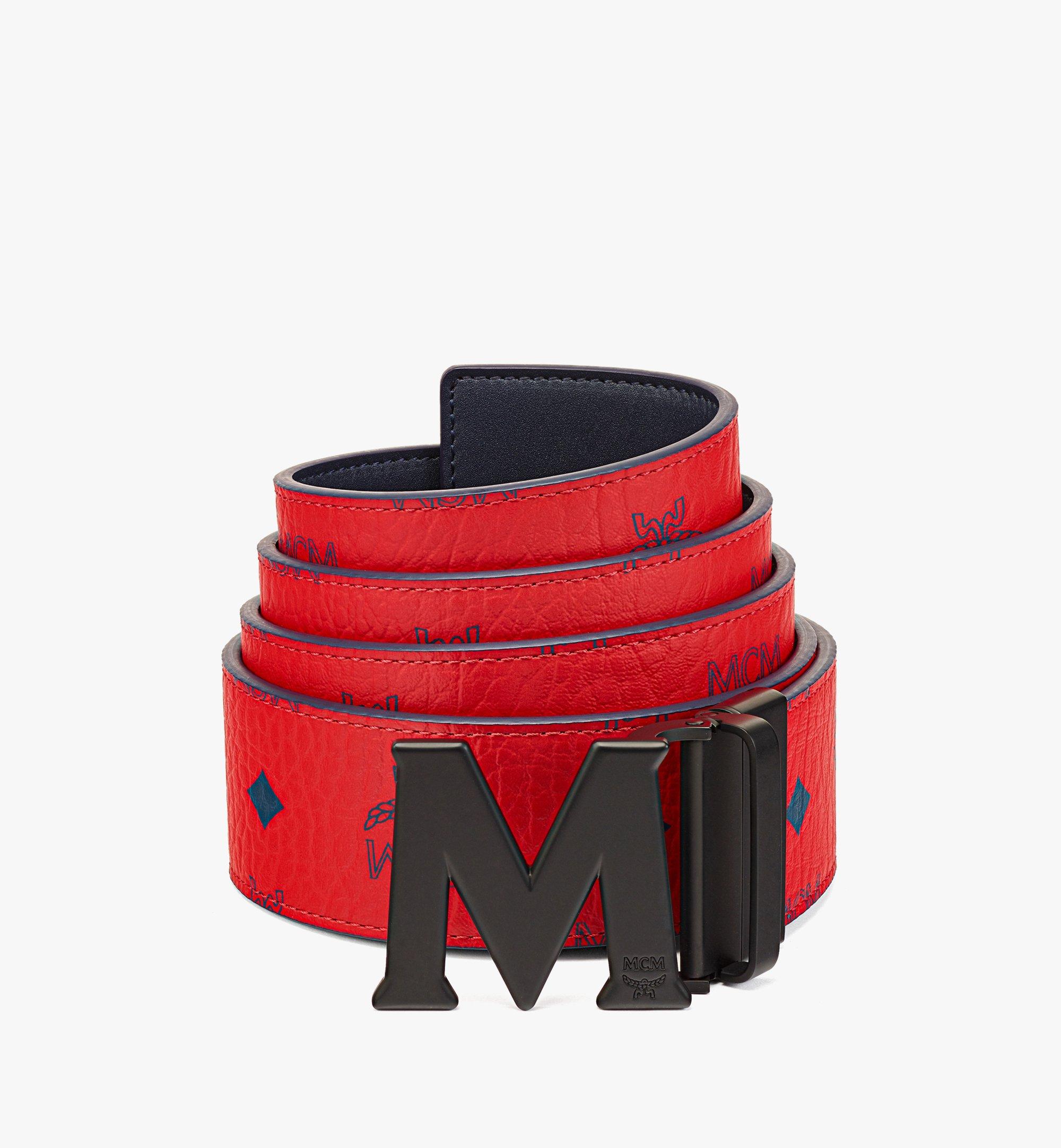 Mcm Logo Buckle Reversible Belt Candy Red