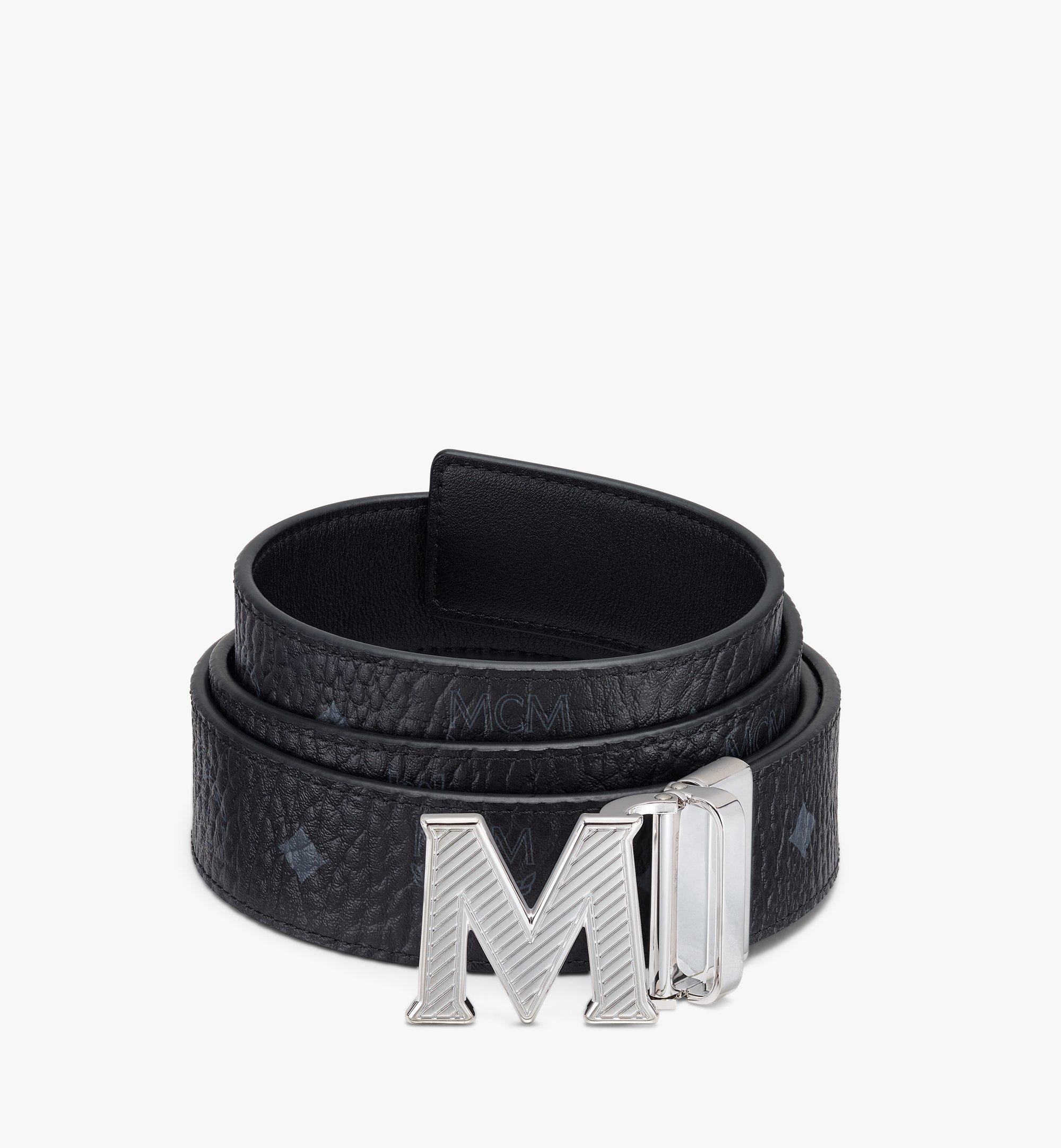 Mcm Claus Oblique M Reversible Belt 1.5" In Visetos In Black