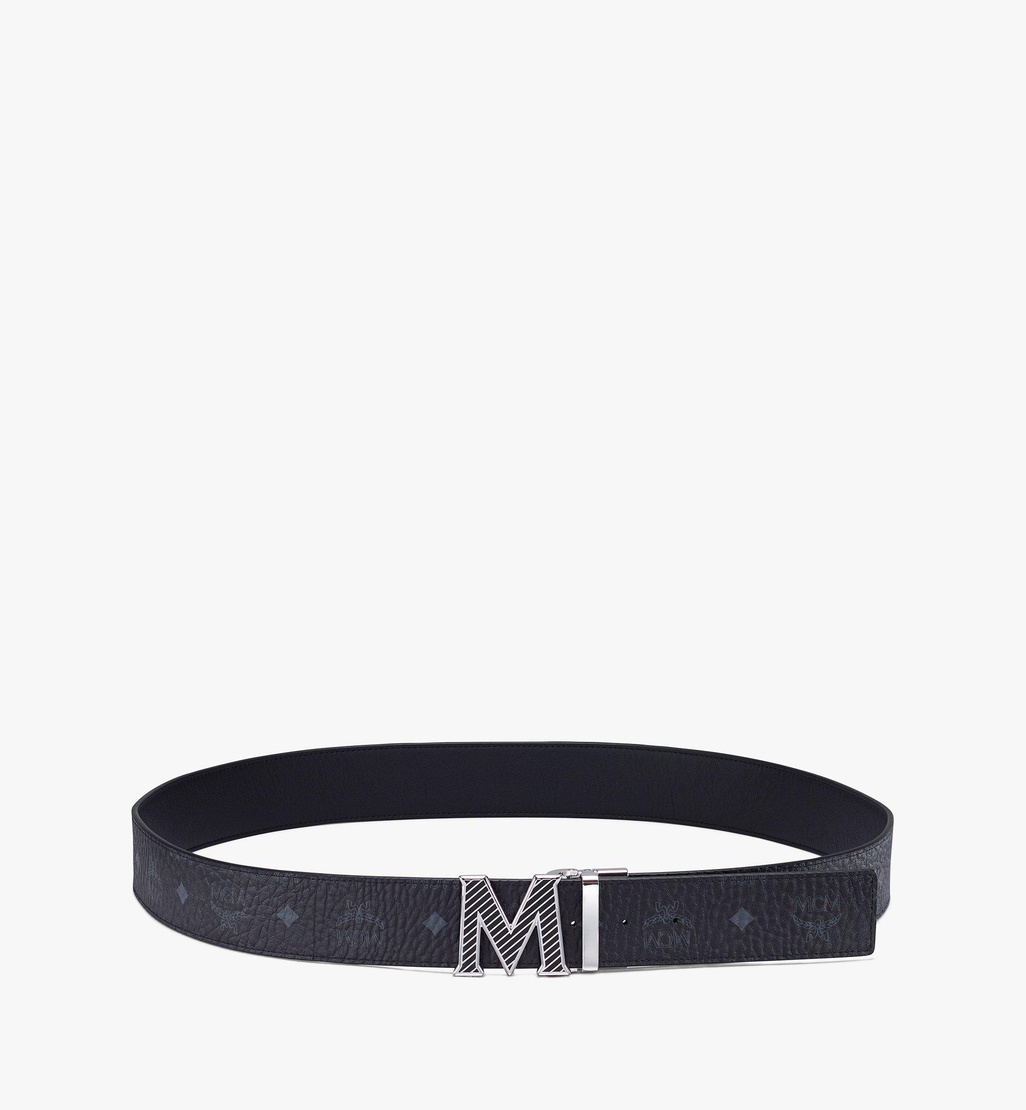 MCM Claus Reversible Silver Buckle Belt in White