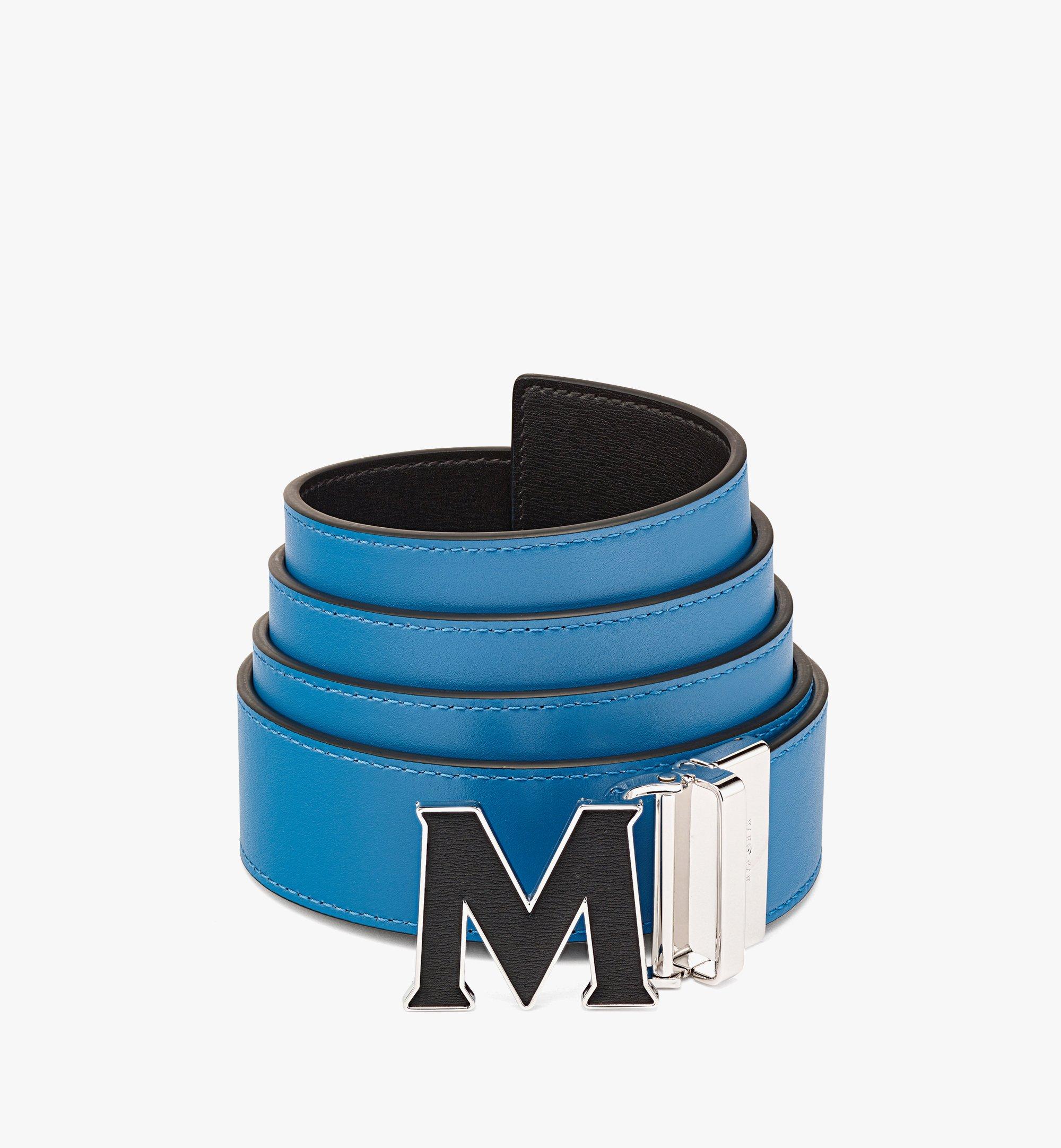 Mcm Men's Claus Reversible Leather Belt In Teal