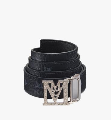 Womens Mens Accessories Mens Belts MCM Claus Reversible Visetos & Leather Belt in Black 