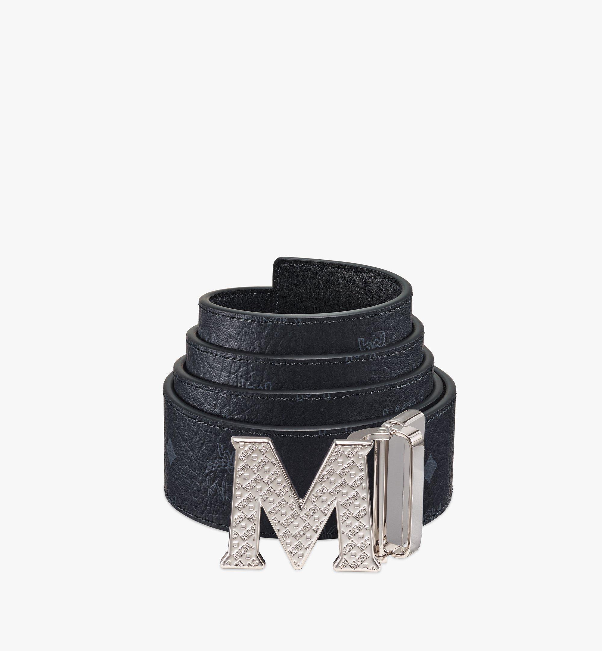 MCM Claus Textured M Reversible Belt 4.5 cm in Visetos Black MXBBSVI02BK001 Alternate View 1