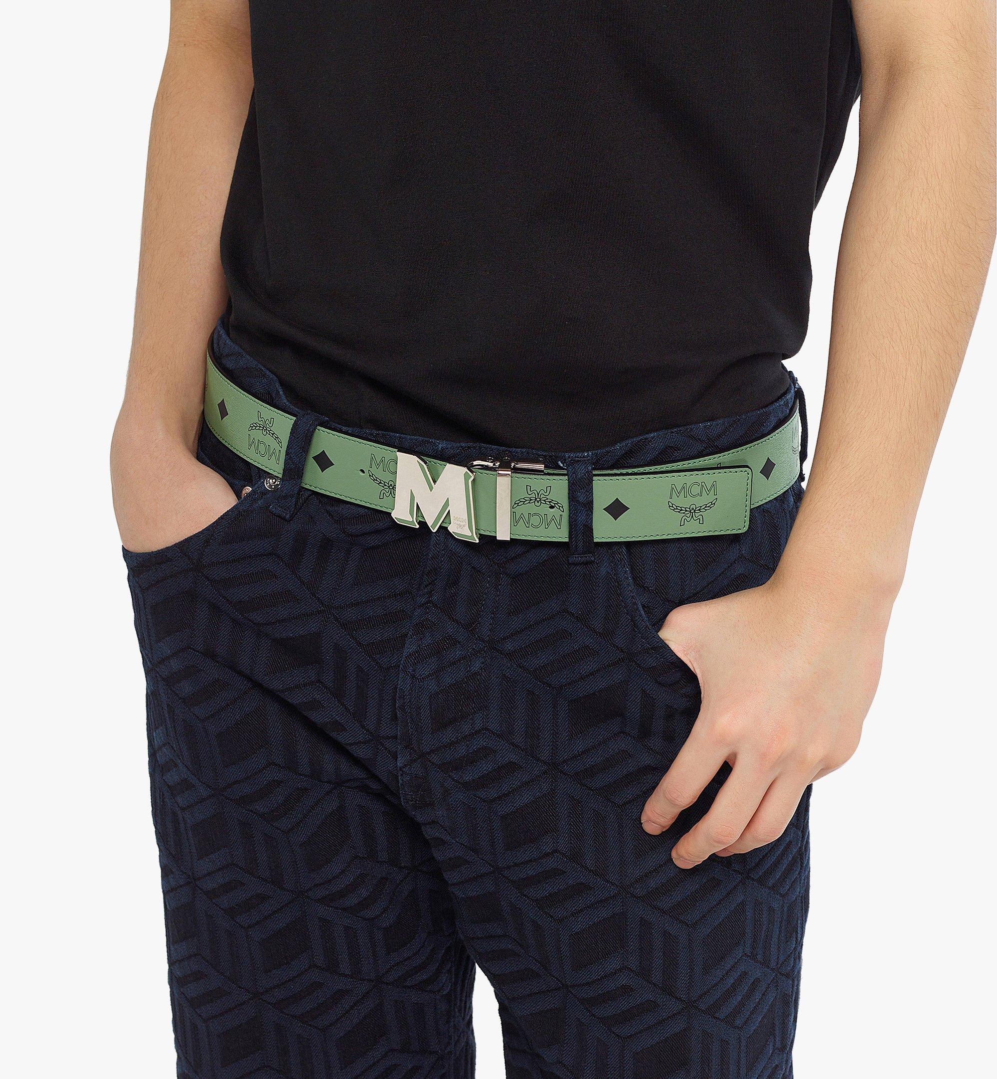 Mcm monogram-print Reversible Leather Belt - Pink