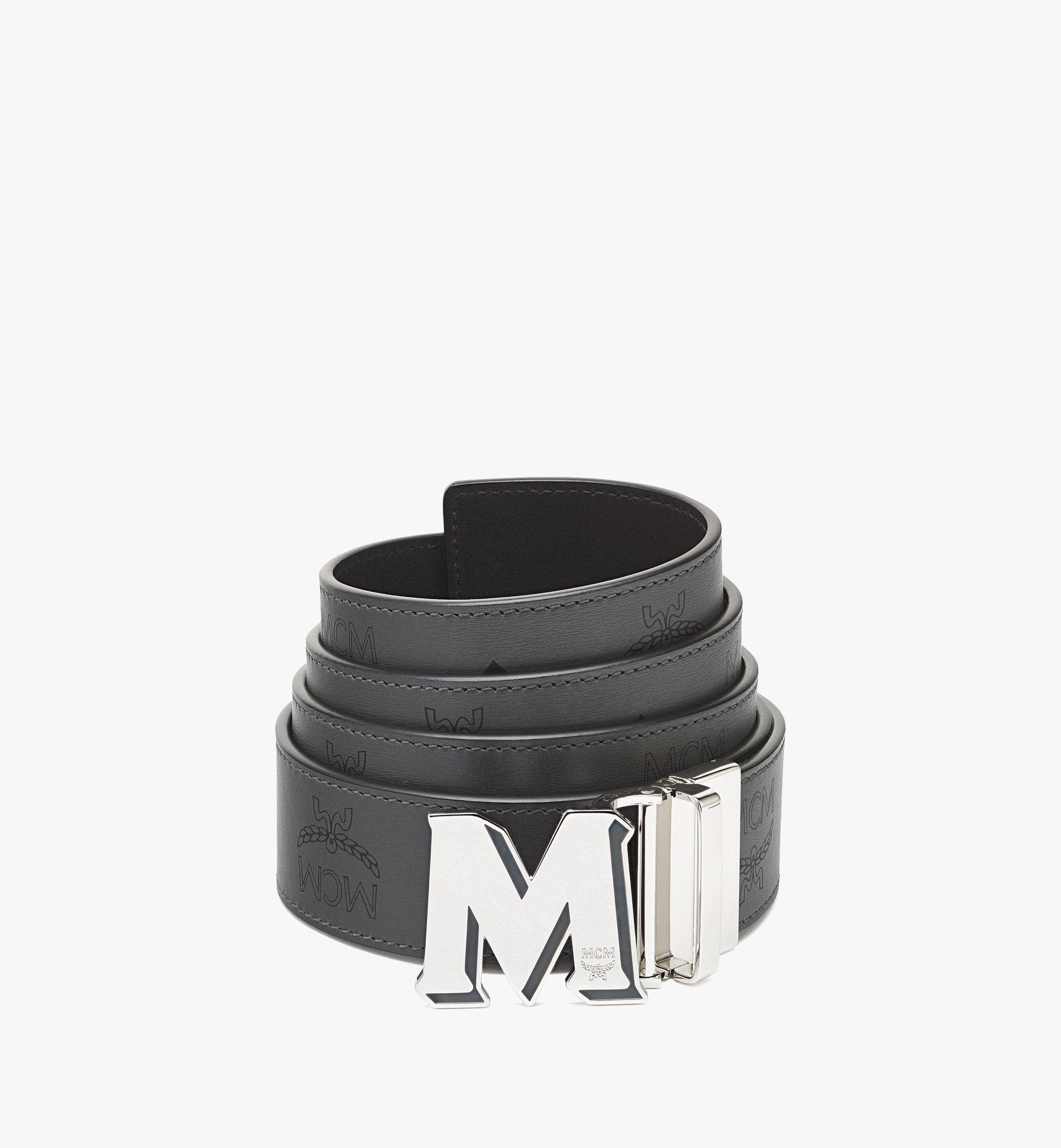 MCM Claus Epoxy M Reversible Belt 1.5” in Color Splash Logo Leather Grey MXBCACJ04FO001 Alternate View 1