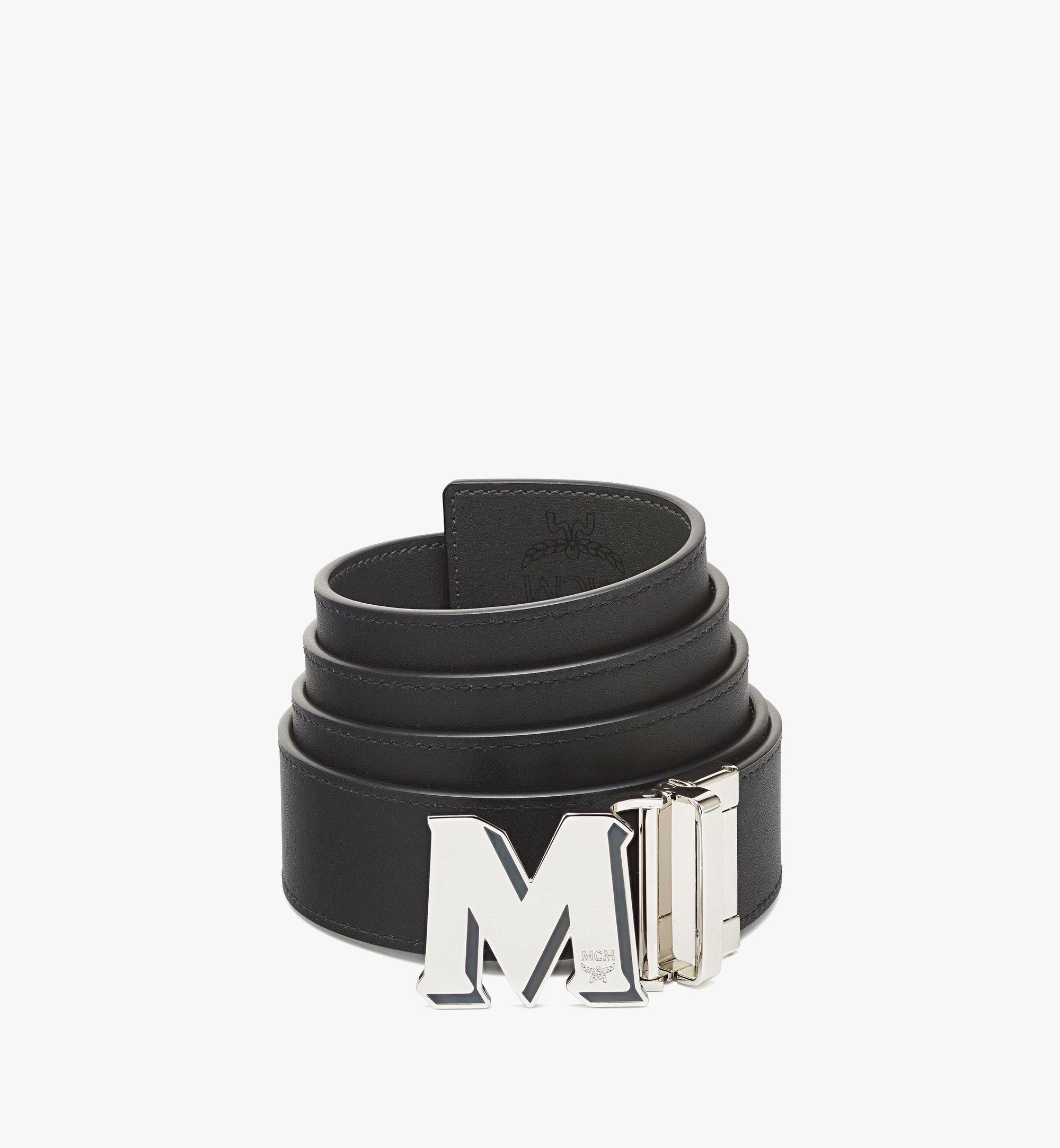 MCM Claus Epoxy M Reversible Belt 1.5” in Color Splash Logo Leather Grey MXBCACJ04FO001 Alternate View 1