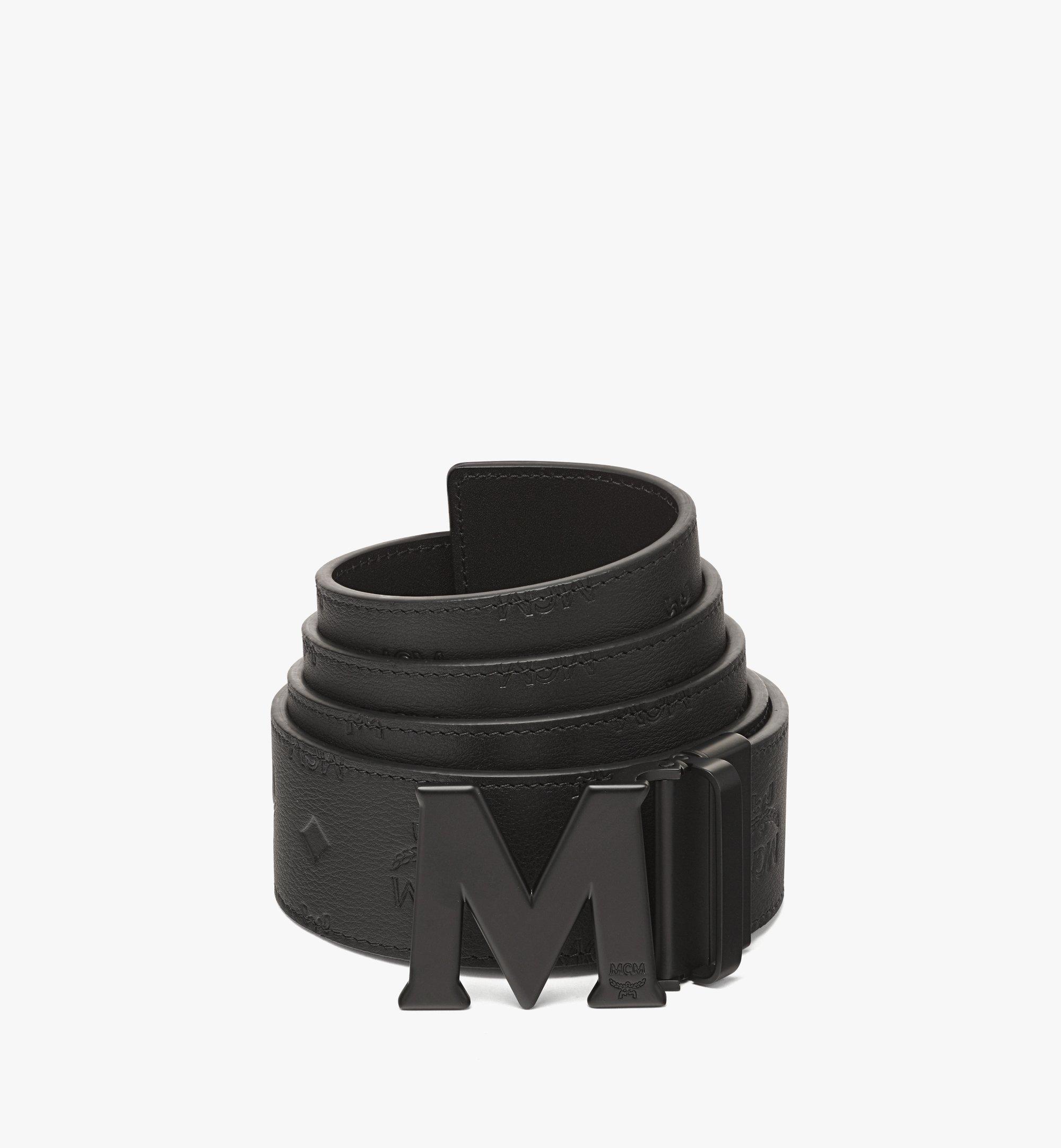 Claus M Reversible Belt 1.75 In Embossed Monogram Leather In Black / Matte  Black