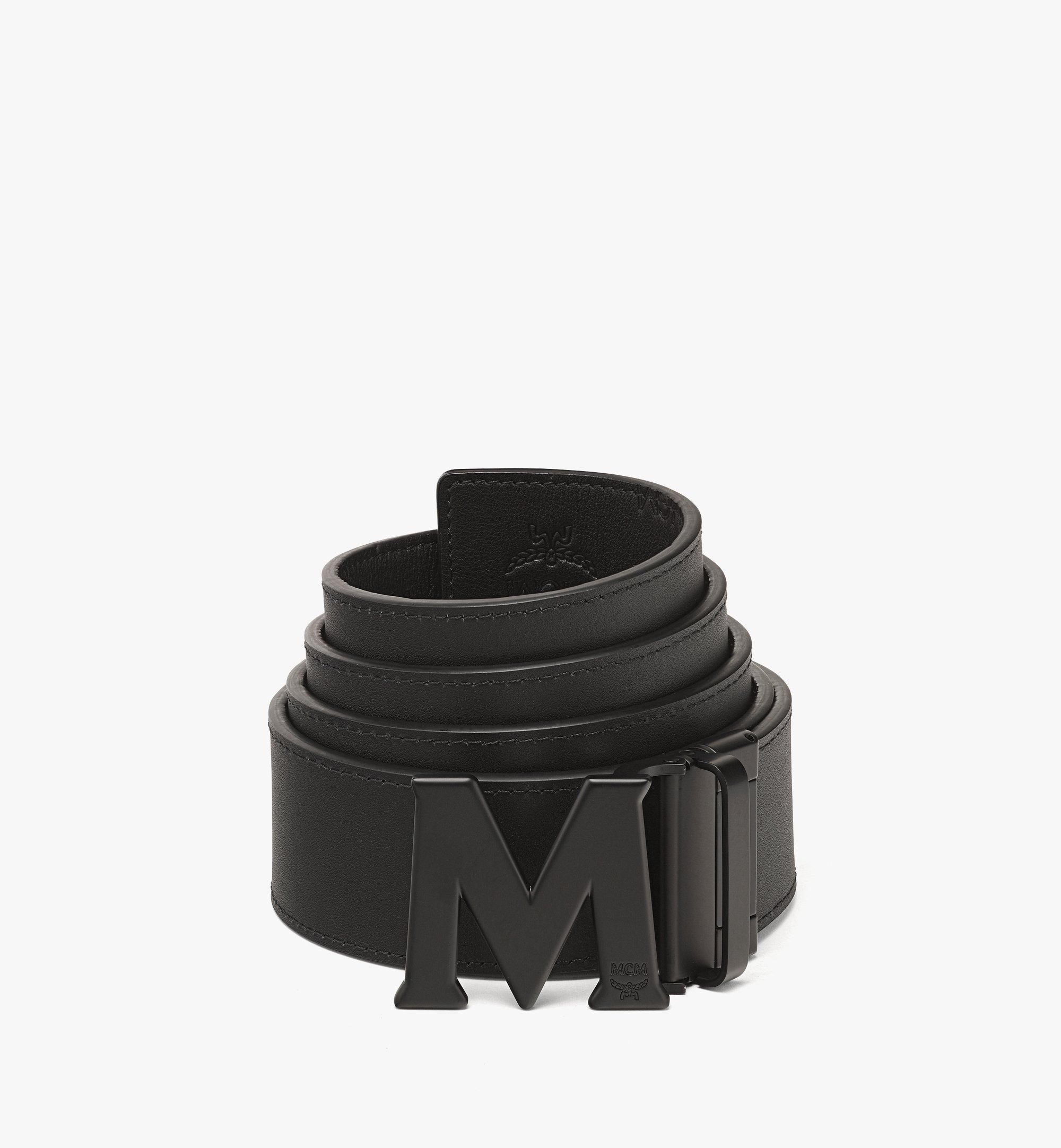 MCM Claus M Reversible Belt 1.75” in Embossed Monogram Leather Black MXBCATA02BK001 Alternate View 1