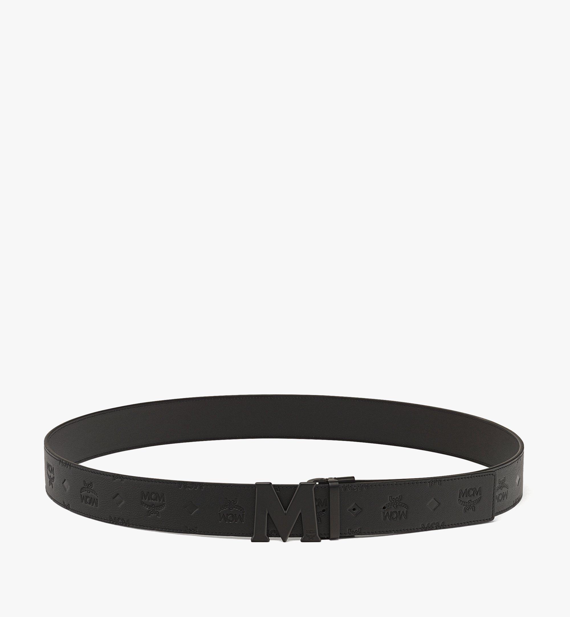 MCM Claus M Reversible Belt 1.75” in Embossed Monogram Leather Black MXBCATA02BK001 Alternate View 2