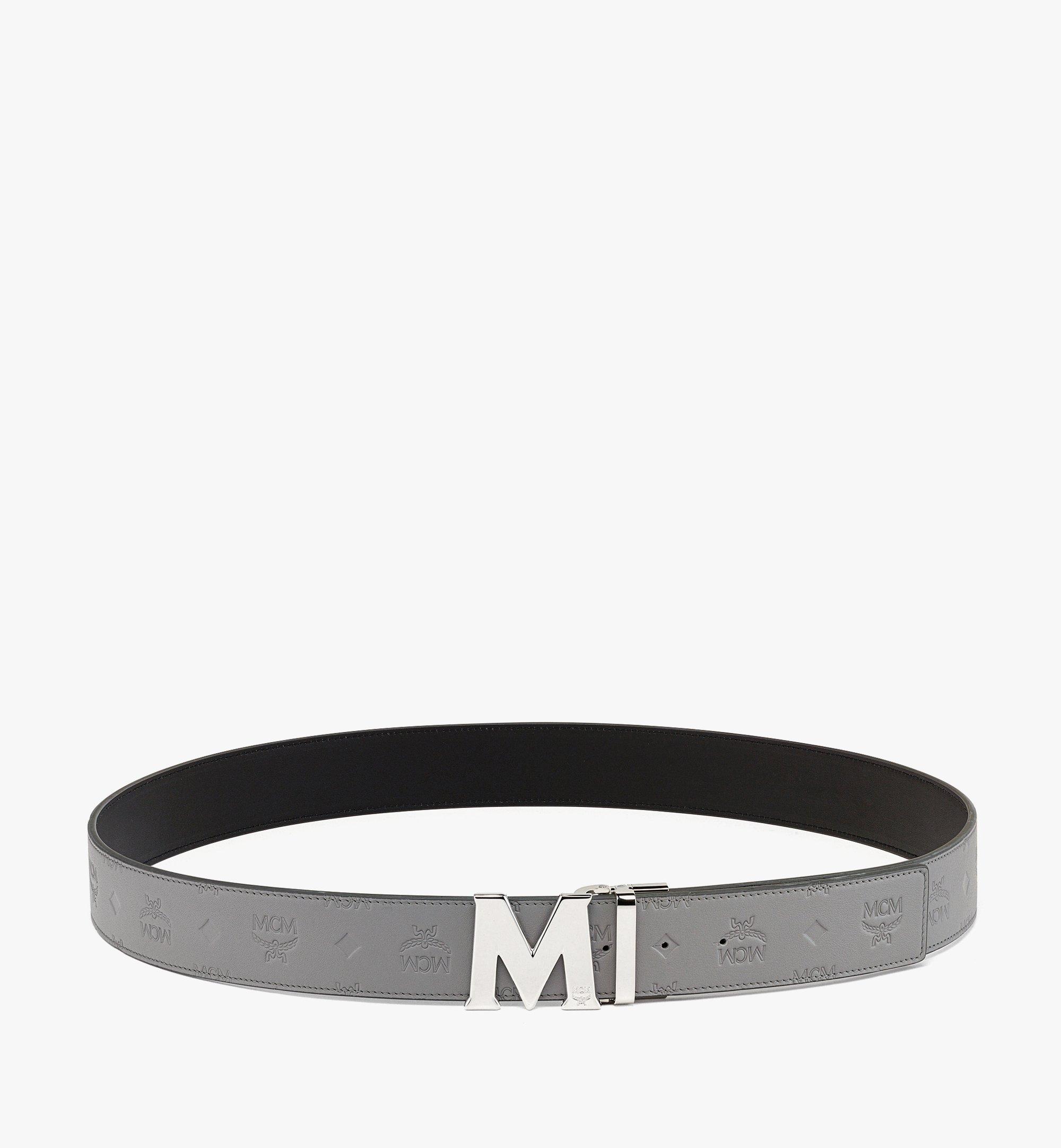 MCM Claus M Reversible Belt 1.75” in Embossed Monogram Leather Grey MXBCATA03EG001 Alternate View 1