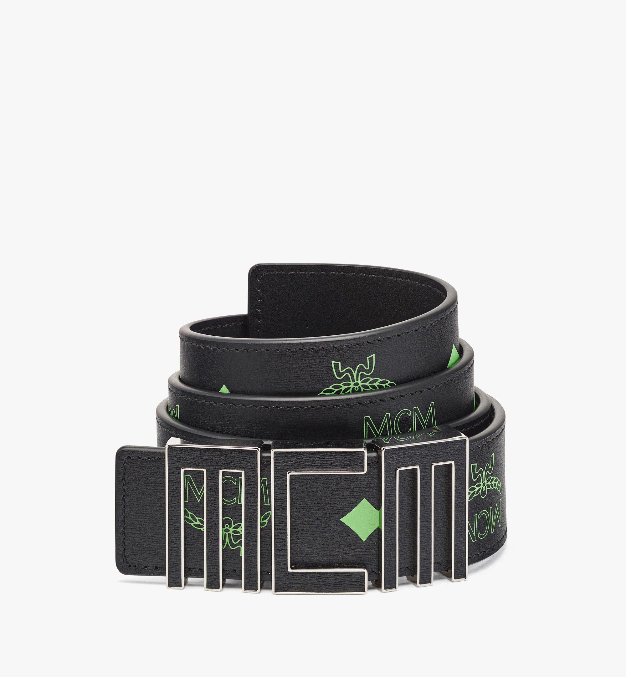 MCM Leather Inlay Tech MCM Belt 1.5” in Embossed Leather Green MXBCSTC03JW100 Alternate View 1