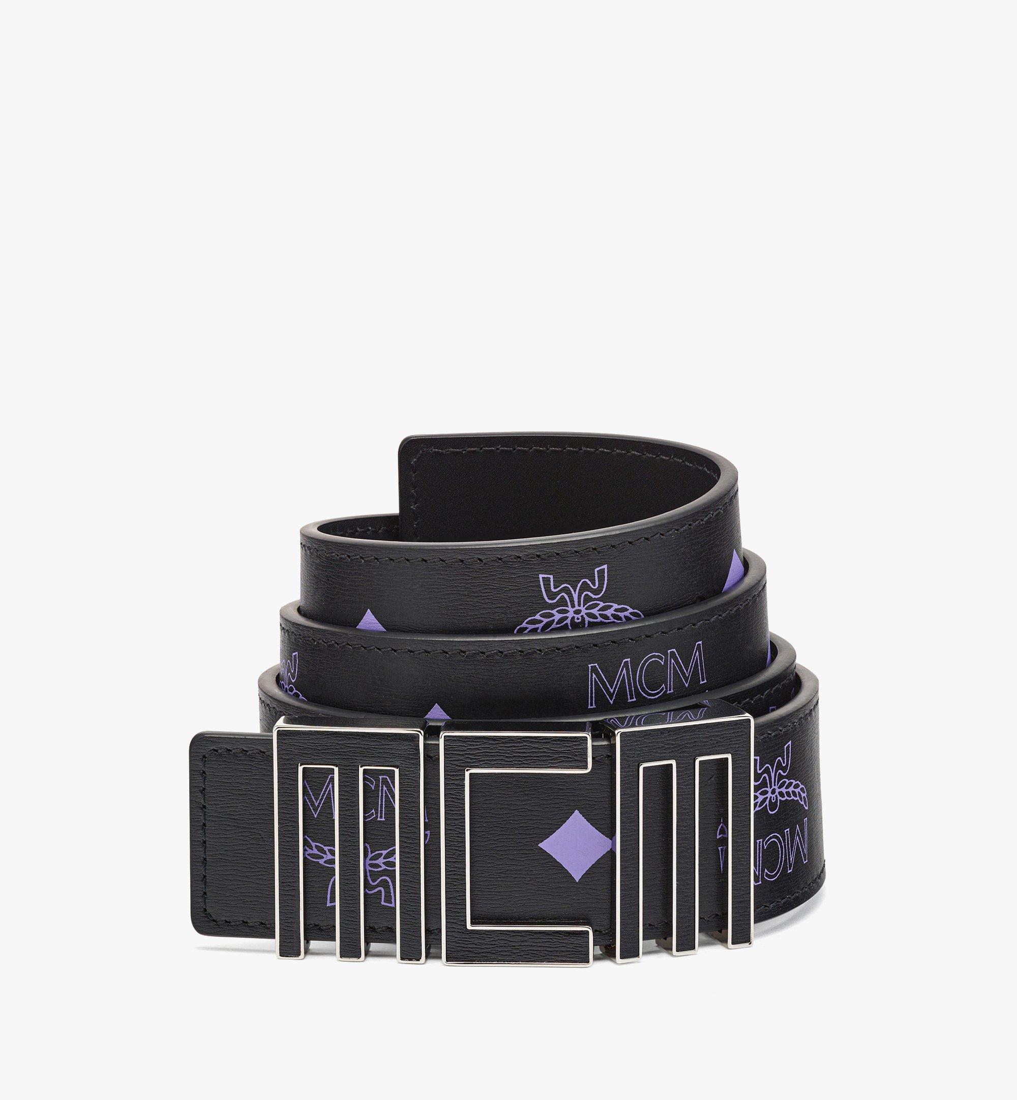 MCM Leather Inlay Tech MCM Reversible Belt 1.5” in Embossed Leather Purple MXBCSTC03U4100 Alternate View 1