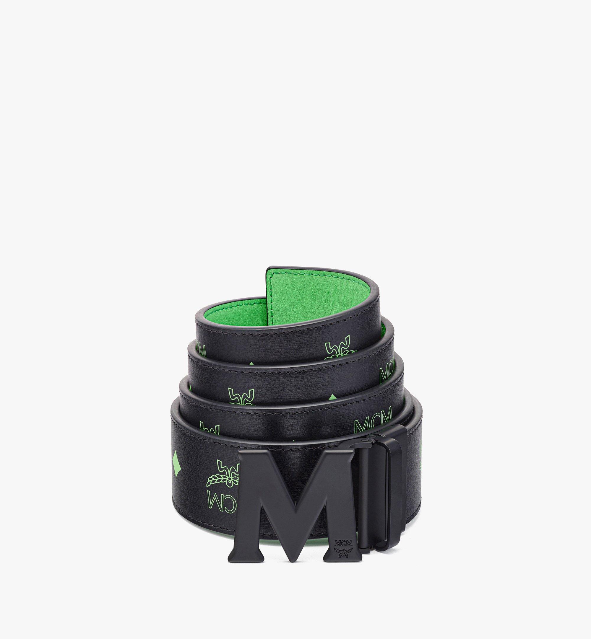 MCM Claus Matte M Reversible Belt 1.75” in Embossed Leather Green MXBCSVI02JW001 Alternate View 1