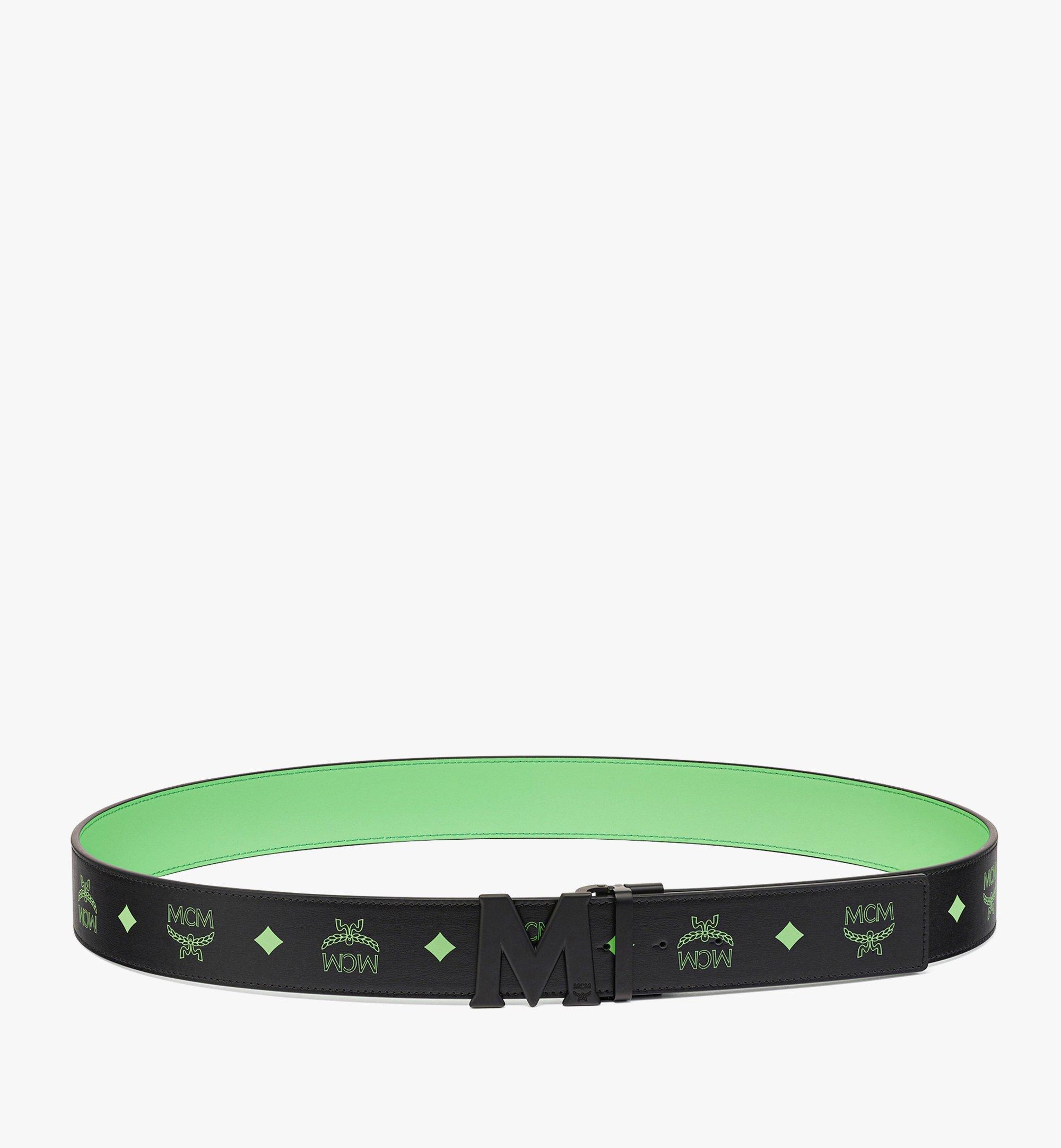 MCM Claus Matte M Reversible Belt 1.75” in Embossed Leather Green MXBCSVI02JW001 Alternate View 2