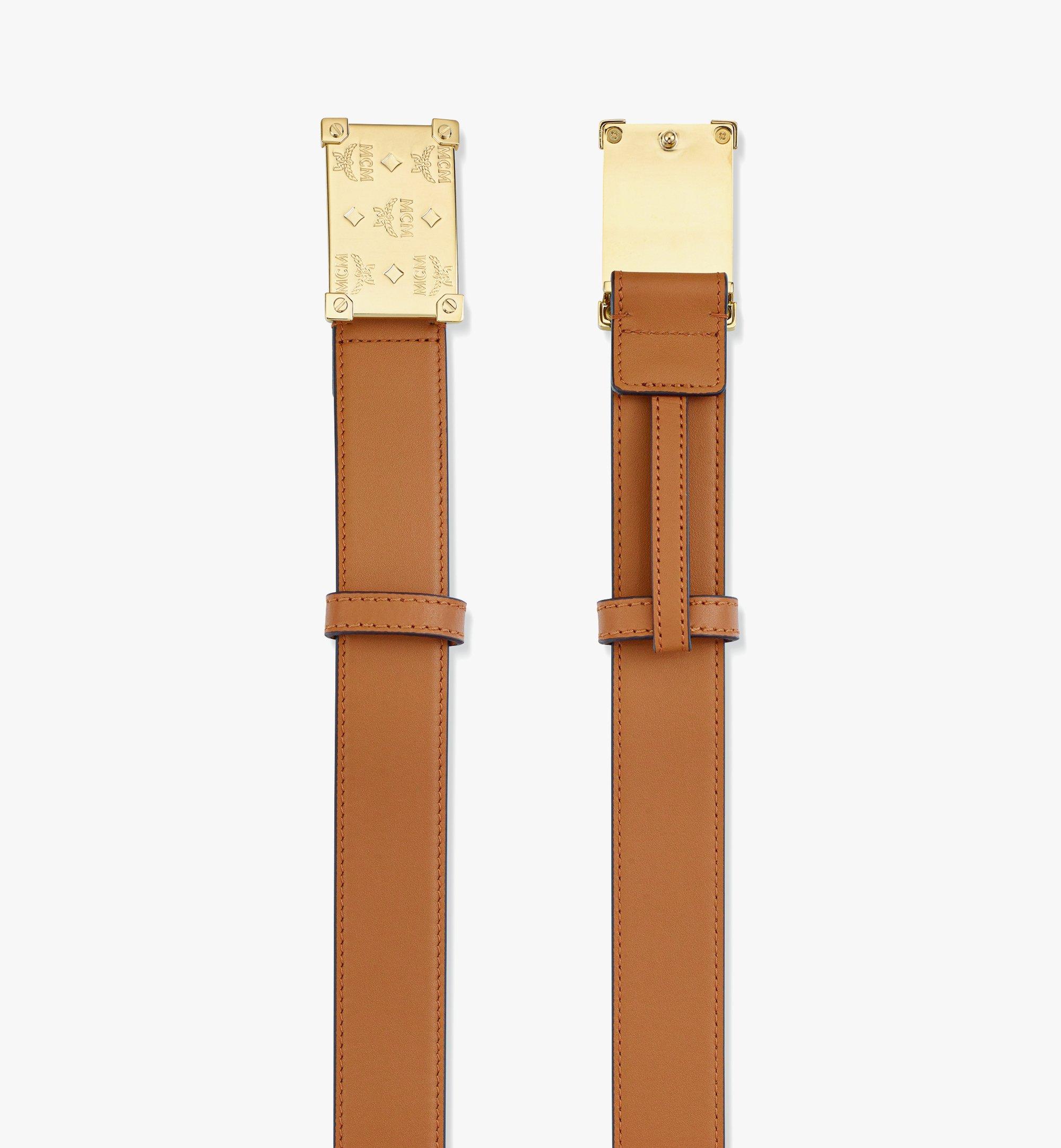 MCM ブラスプレート バックル ベルト 1.3” - ナッパレザー Cognac MXBDACJ12CO110 ほかの角度から見る 1