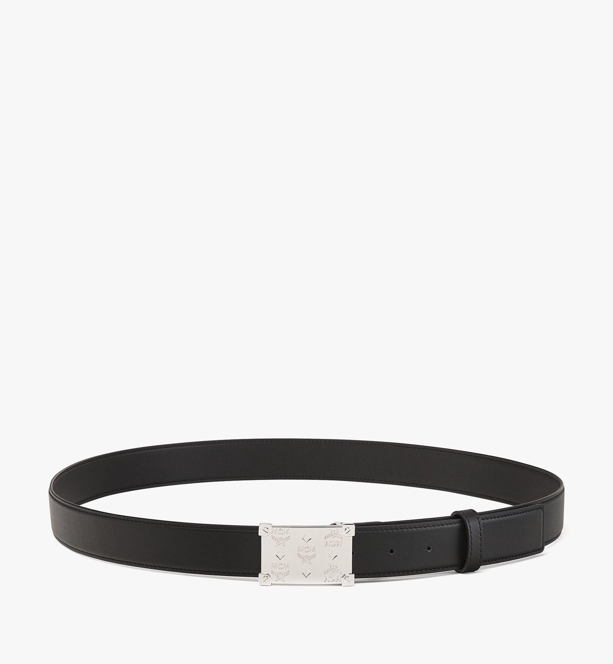 Brass Plate Buckle Belt 1.3" in Nappa Leather