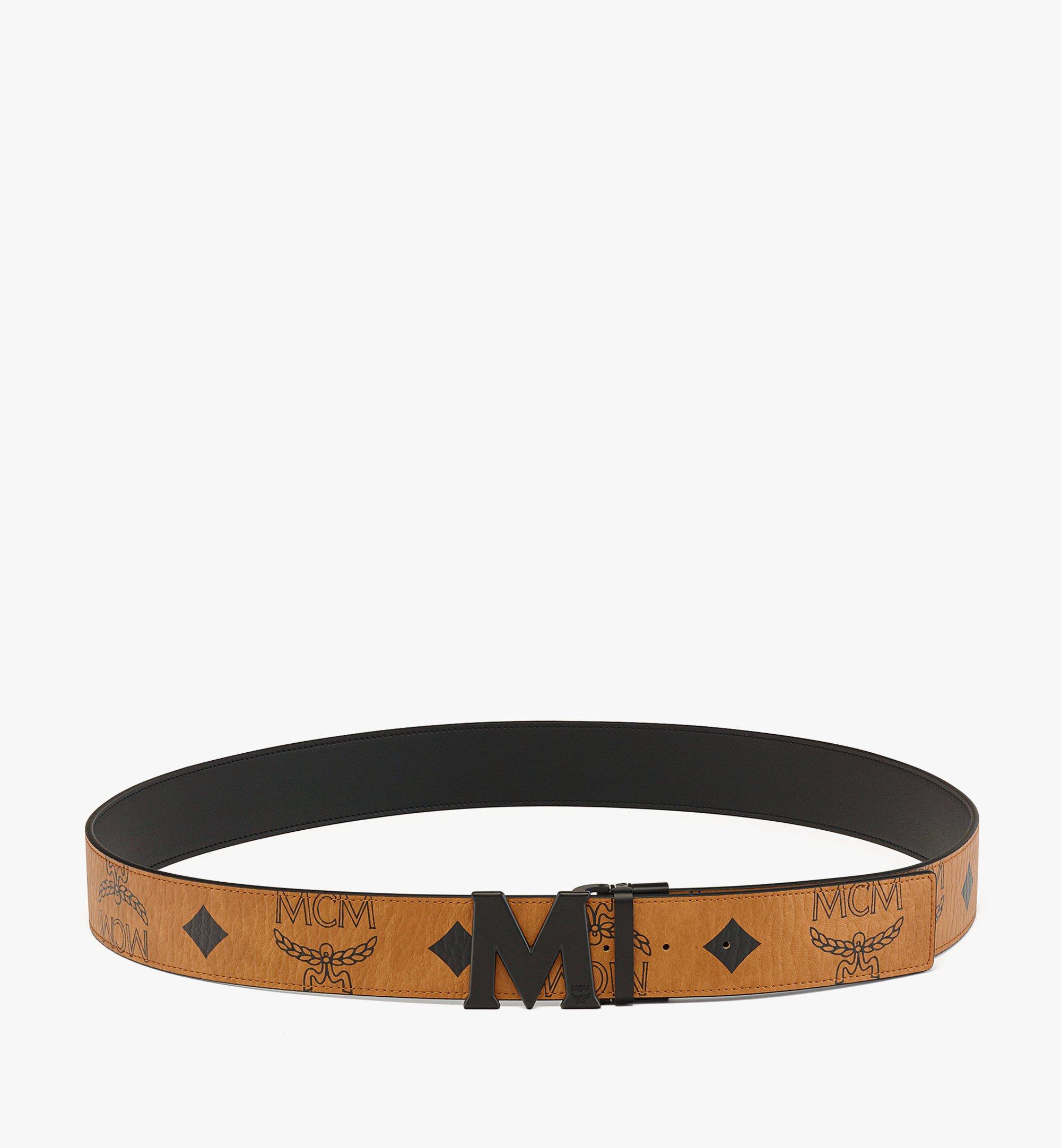 Reversible leather belt with monogram print