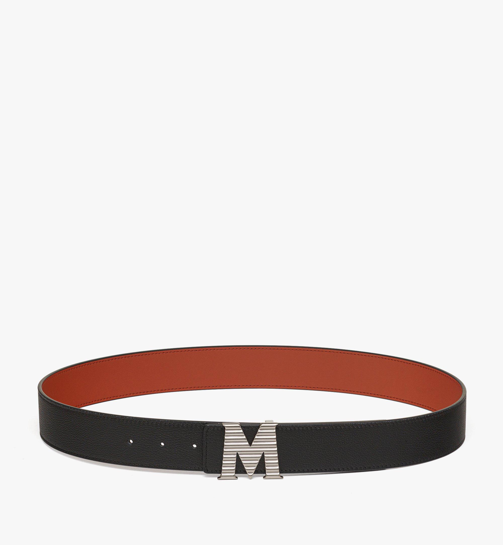 MCM Claus Fluted M Reversible Belt 1.5” in Embossed Leather Black MXBEACJ05BK095 Alternate View 1