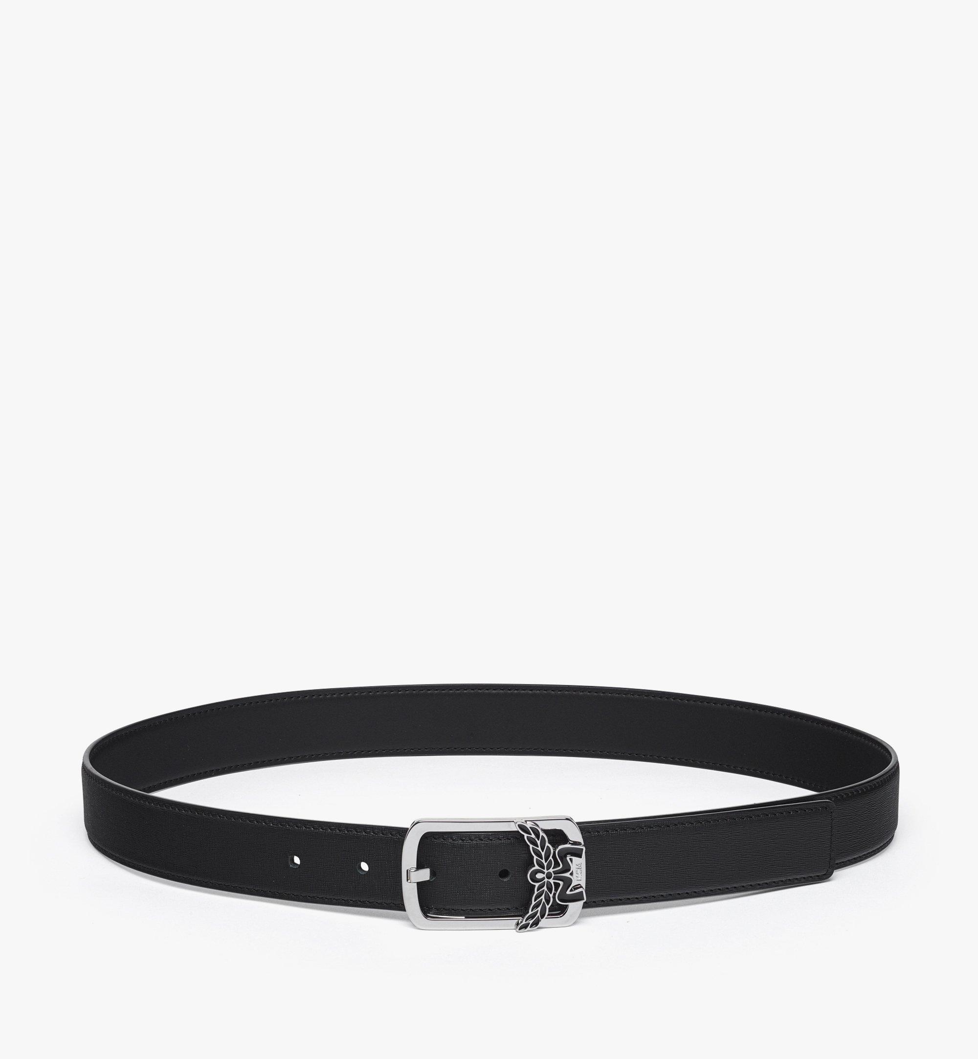 MCM Aren Epoxy Laurel Belt in Embossed Leather Black MXBEATA01BK105 Alternate View 1
