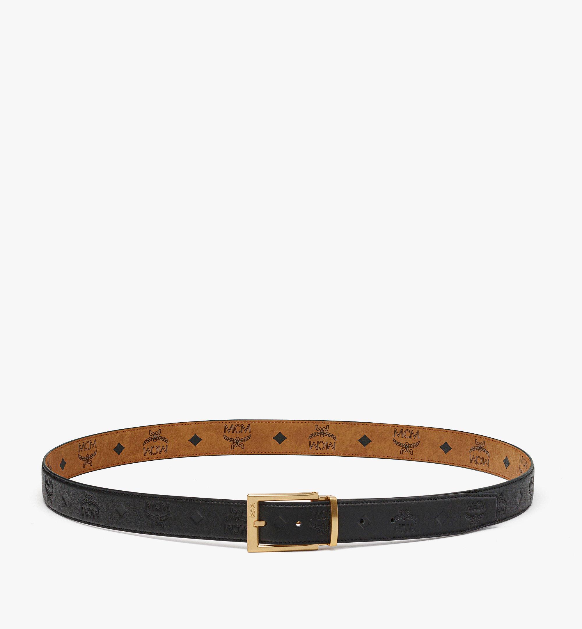 MCM Aren Reversible Belt 1.3” in Embossed Monogram Leather Black MXBESTA03BK001 Alternate View 1