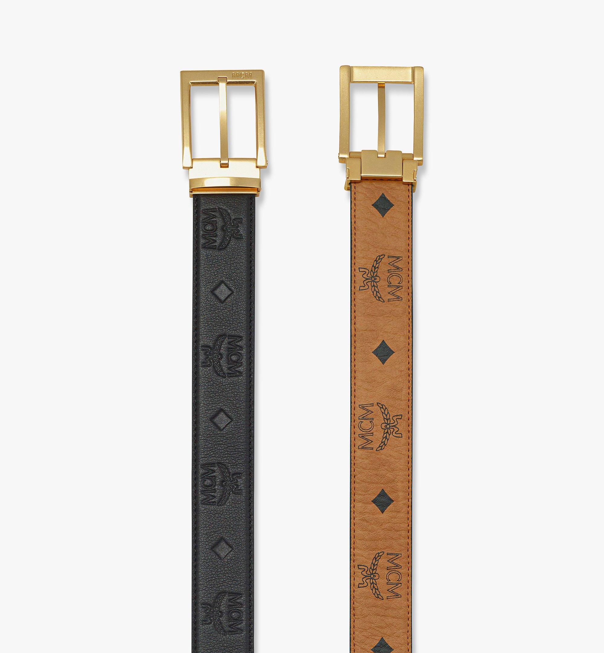 MCM Aren Reversible Belt 1.3” in Embossed Monogram Leather Black MXBESTA03BK001 Alternate View 1