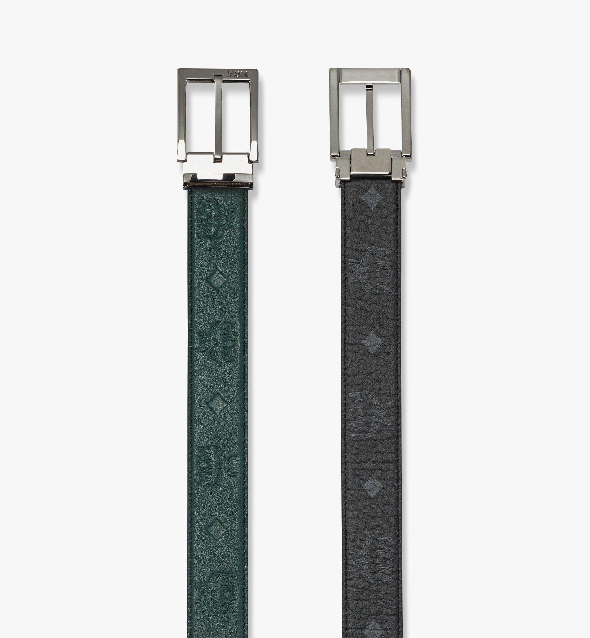MCM Aren Reversible Belt 1.3” in Embossed Monogram Leather Green MXBESTA04G0001 Alternate View 1