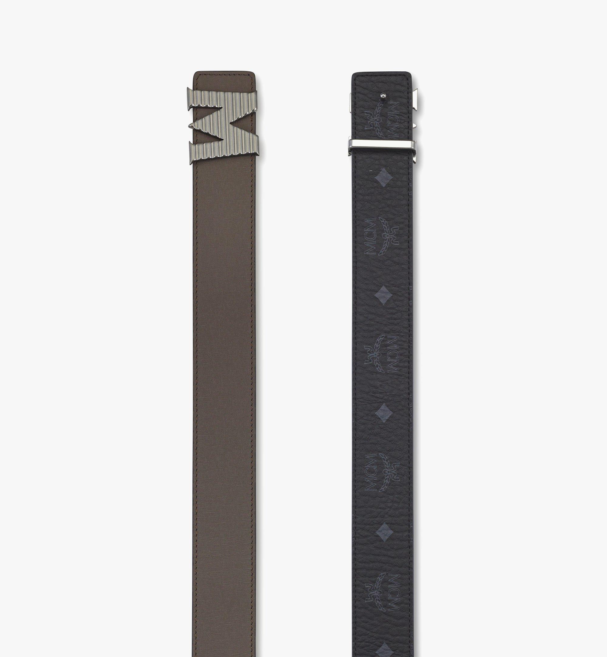 MCM Ceinture Claus à boucle M cannelée 3,8 cm en cuir embossé Grey MXBFSCJ05FF110 Plus de photos 1