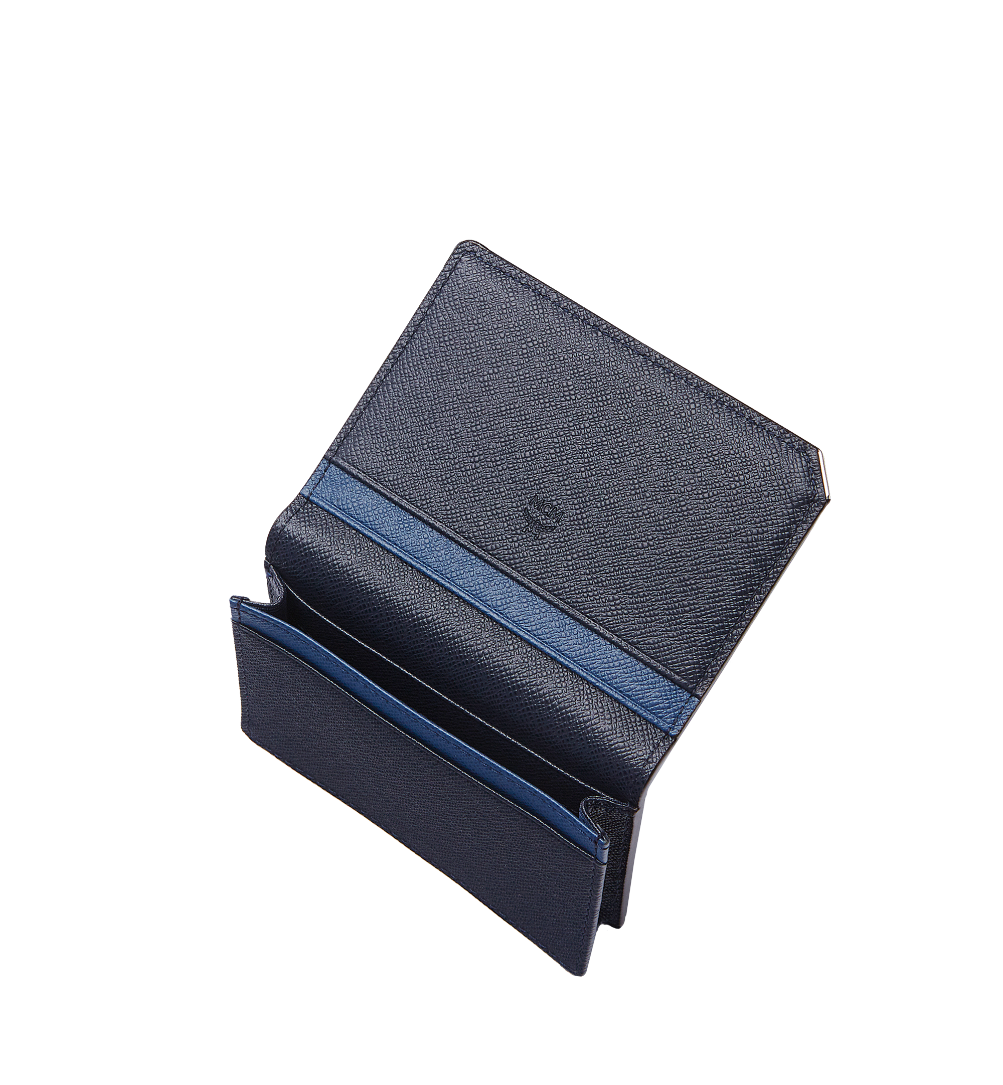 MCM New Bric Card Case in Embossed Leather Navy MXC6ALL49VY001 Alternate View 3