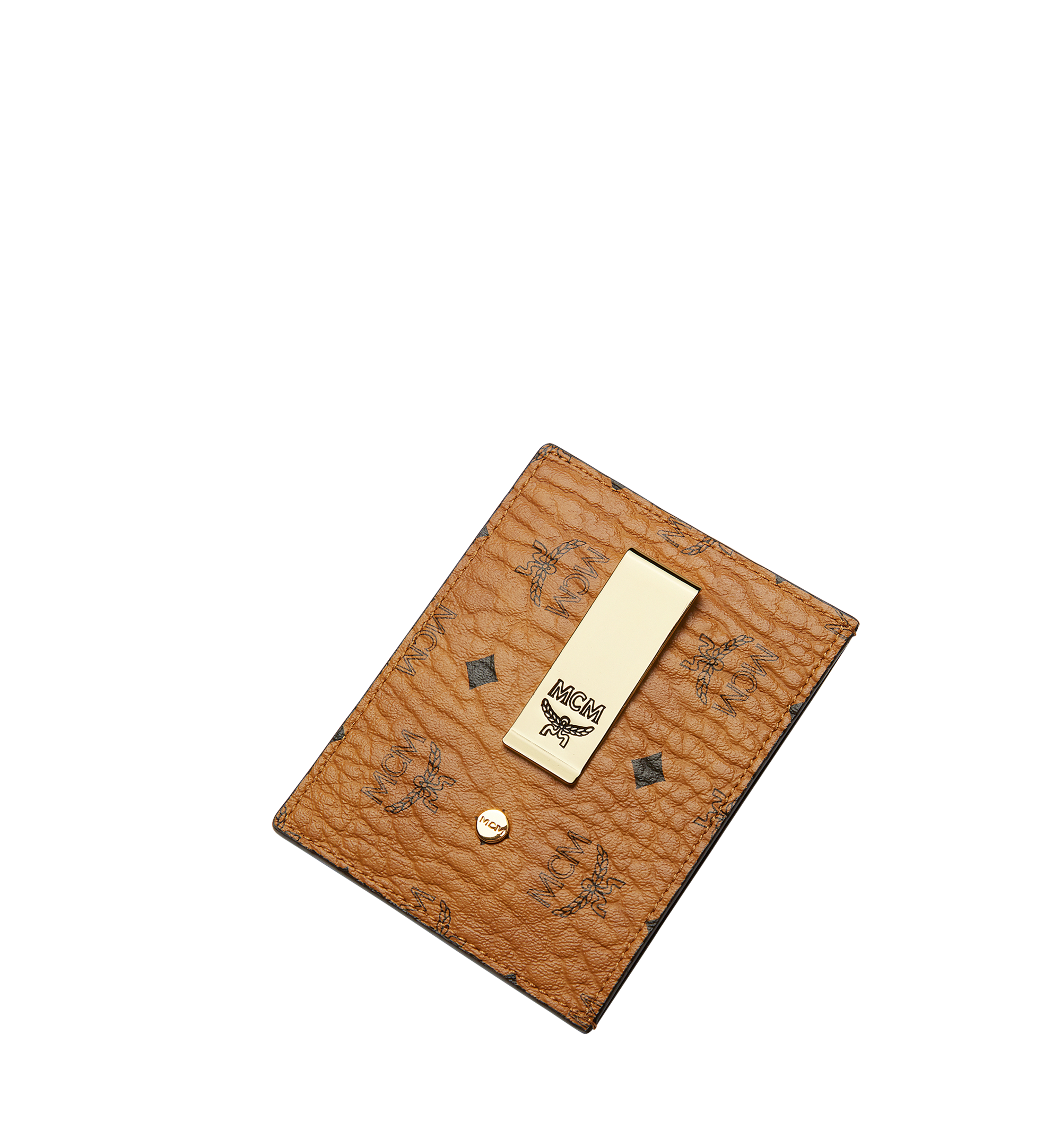 Mini Money Clip Card Case in Visetos Original COGNAC | MCM ®FI