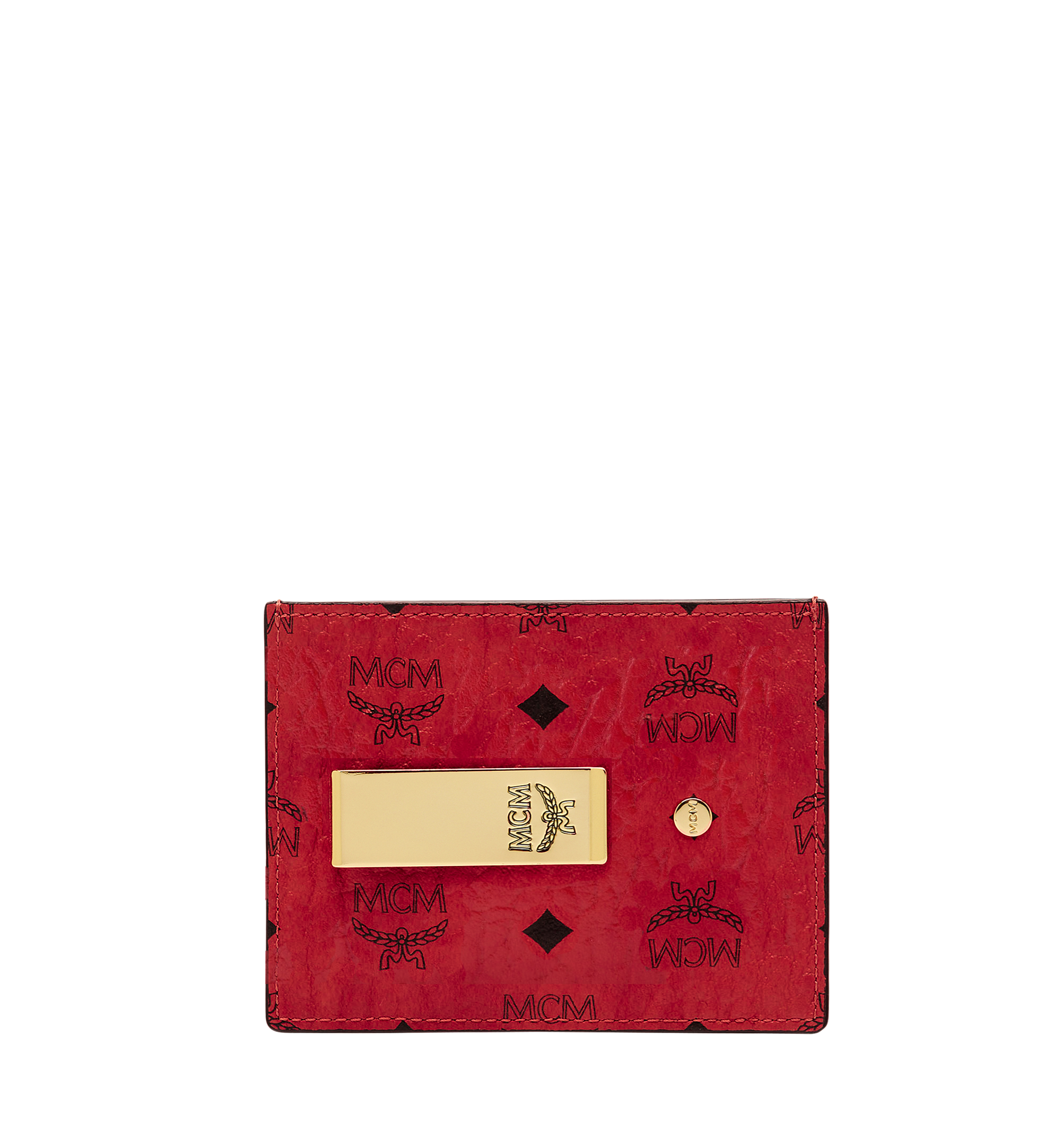 Mcm Money Clip Card Case In Visetos Original In Red Ruby Red ModeSens