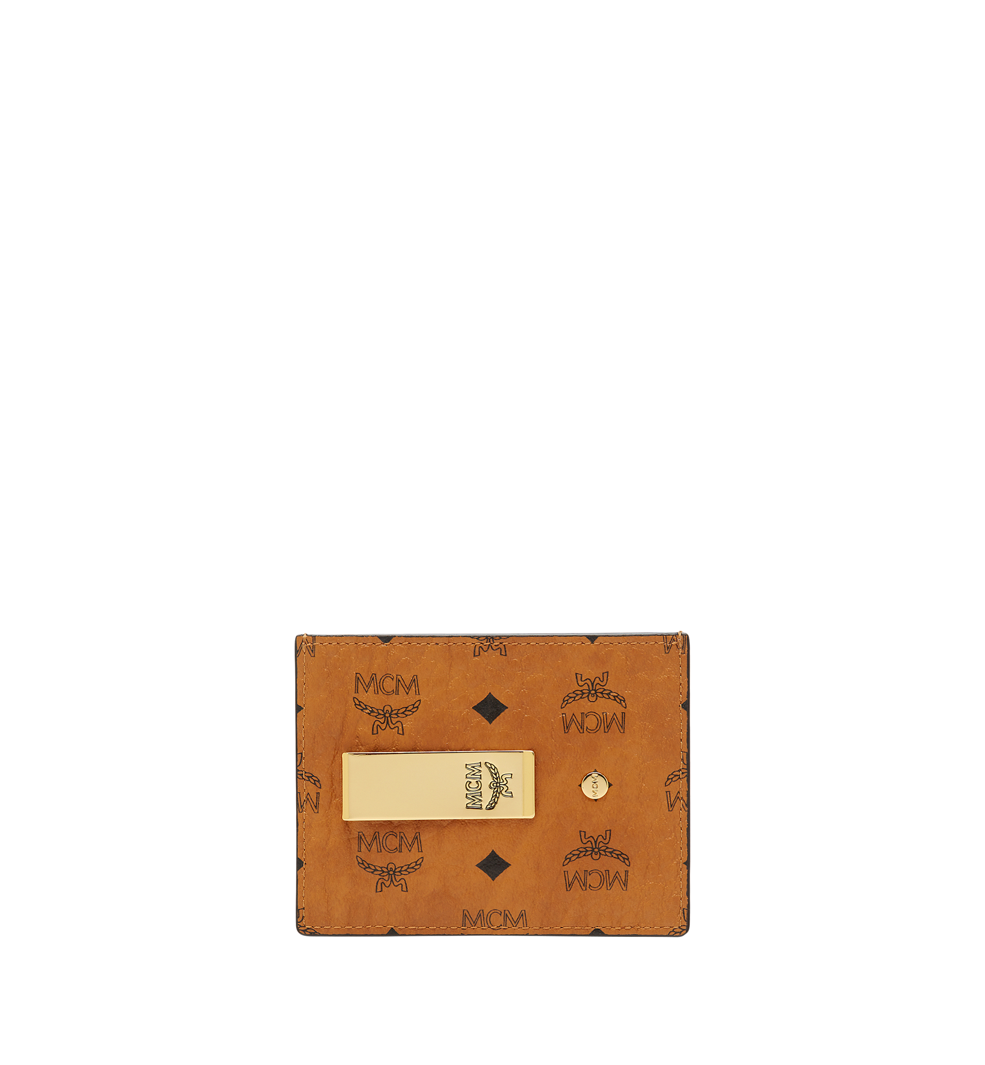 MCM Monogram Print Money Clip Card Holder in Brown for Men