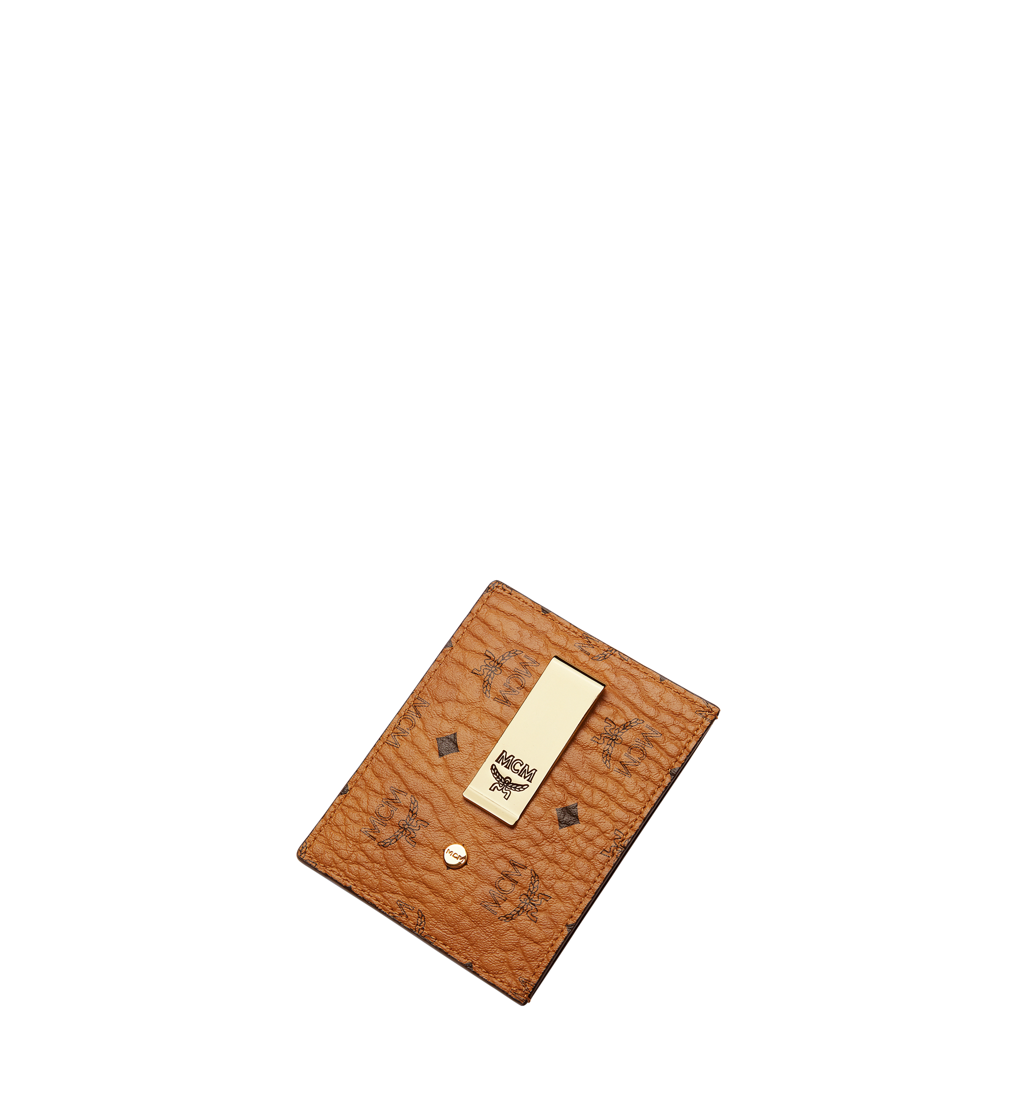 MCM Monogram Print Money Clip Card Holder in Brown for Men