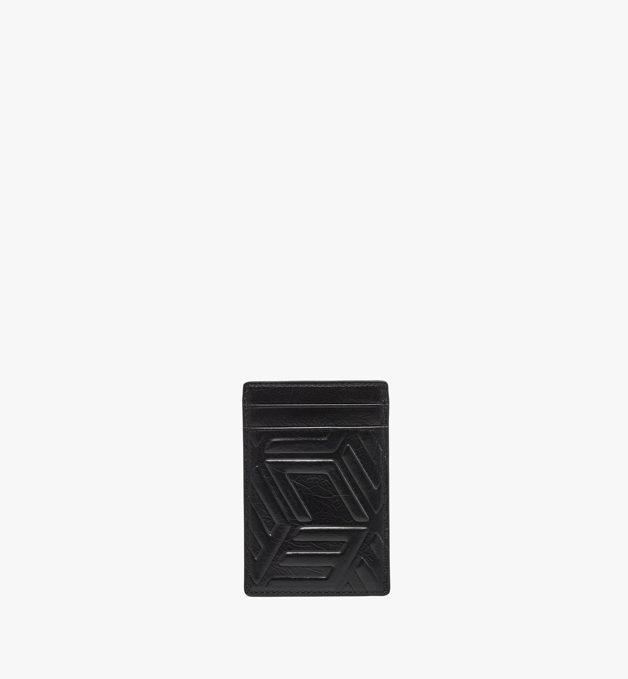 MCM Aren Money Clip Card Case in Crushed Cubic Leather Black MXCDATA03BK001 Alternate View 2