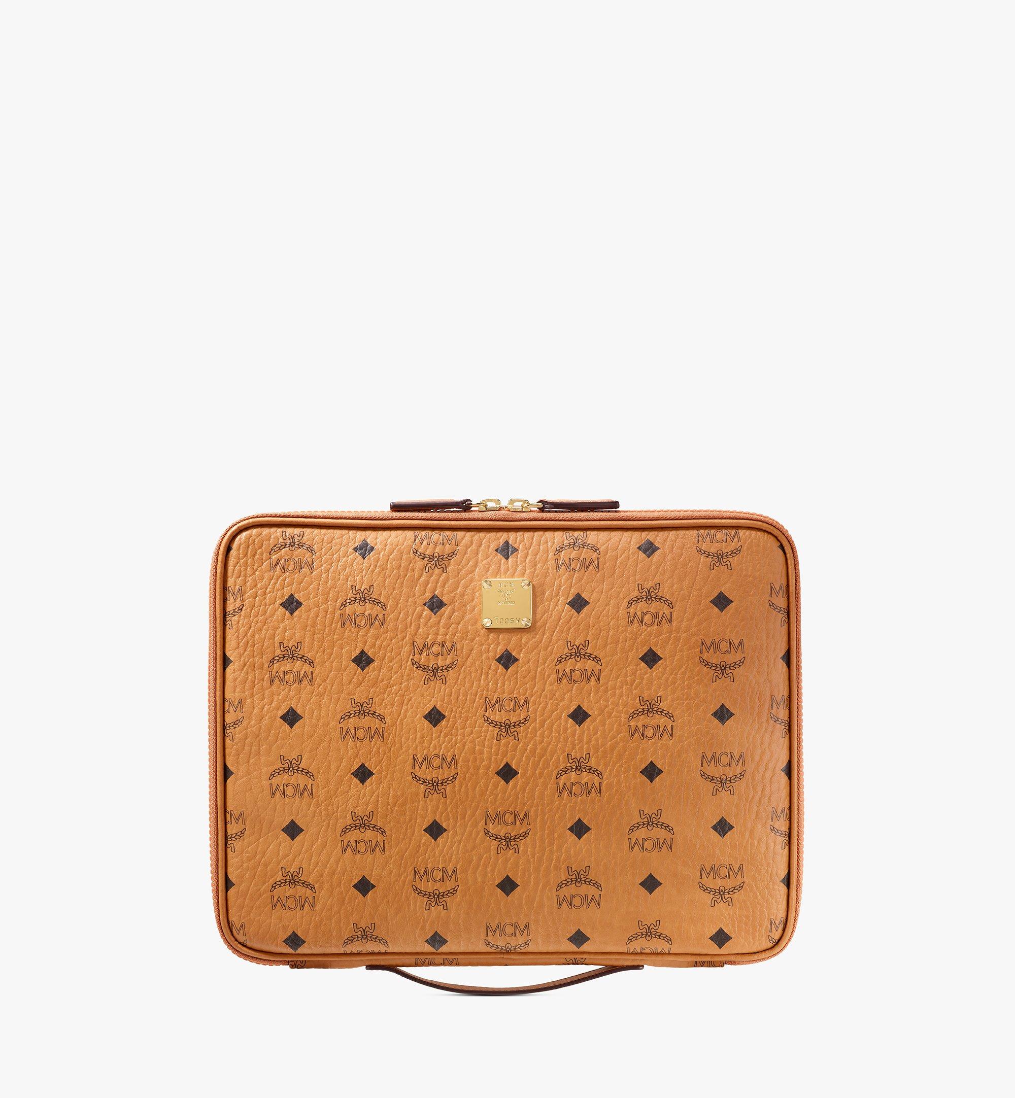 MCM Heritage Visetos Zip Around iPad Case Cognac | FASHIONPHILE