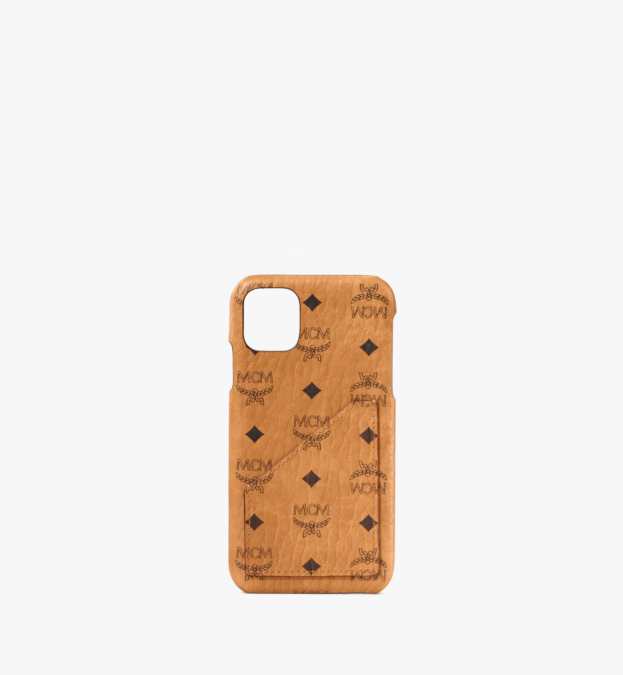 MCM iPhone 11 Case in Visetos Original Cognac MXEAAVI10CO001 Alternate View 1