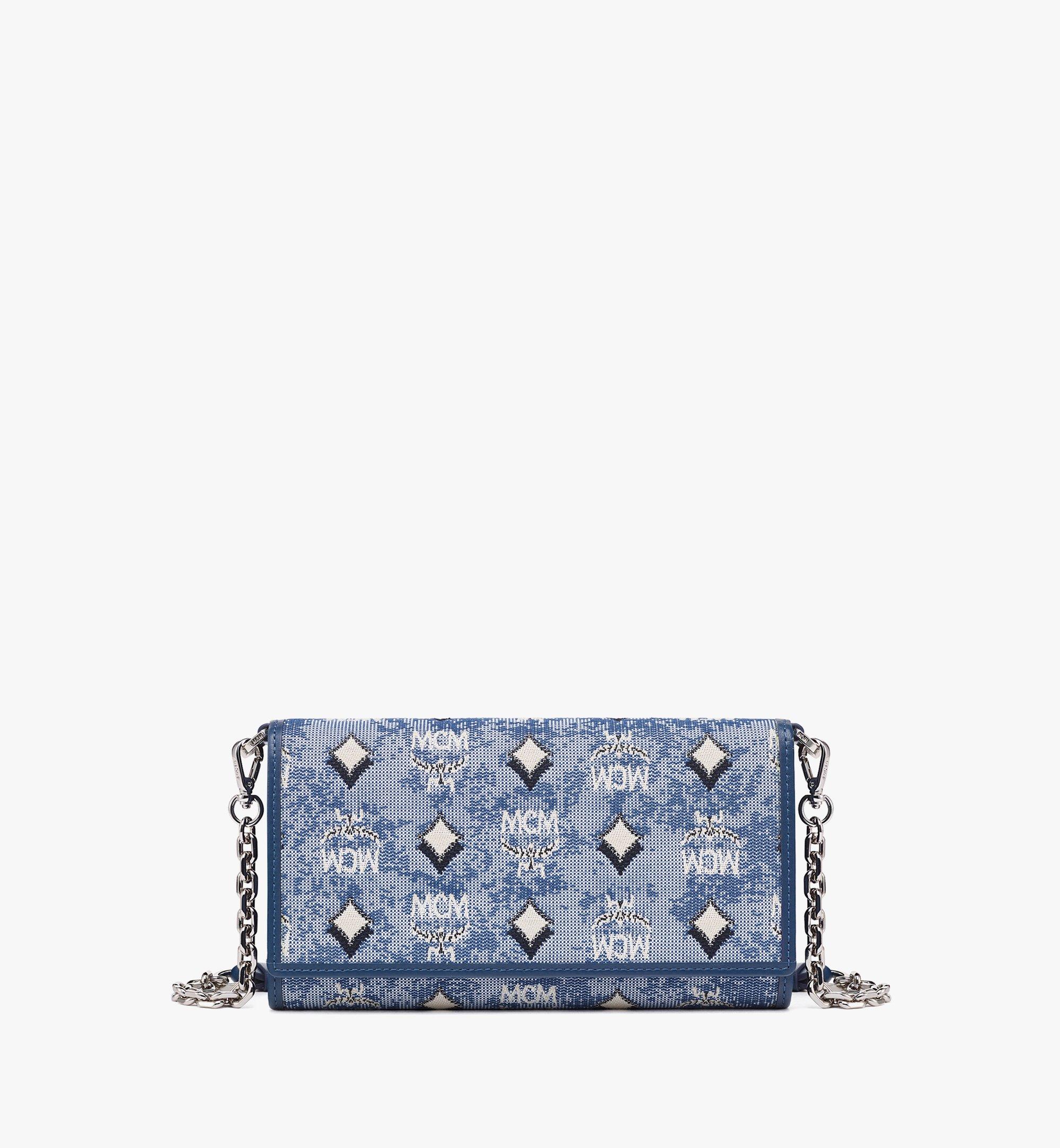 Large Aren Crossbody Wallet in Vintage Monogram Jacquard Blue MCM ®FR