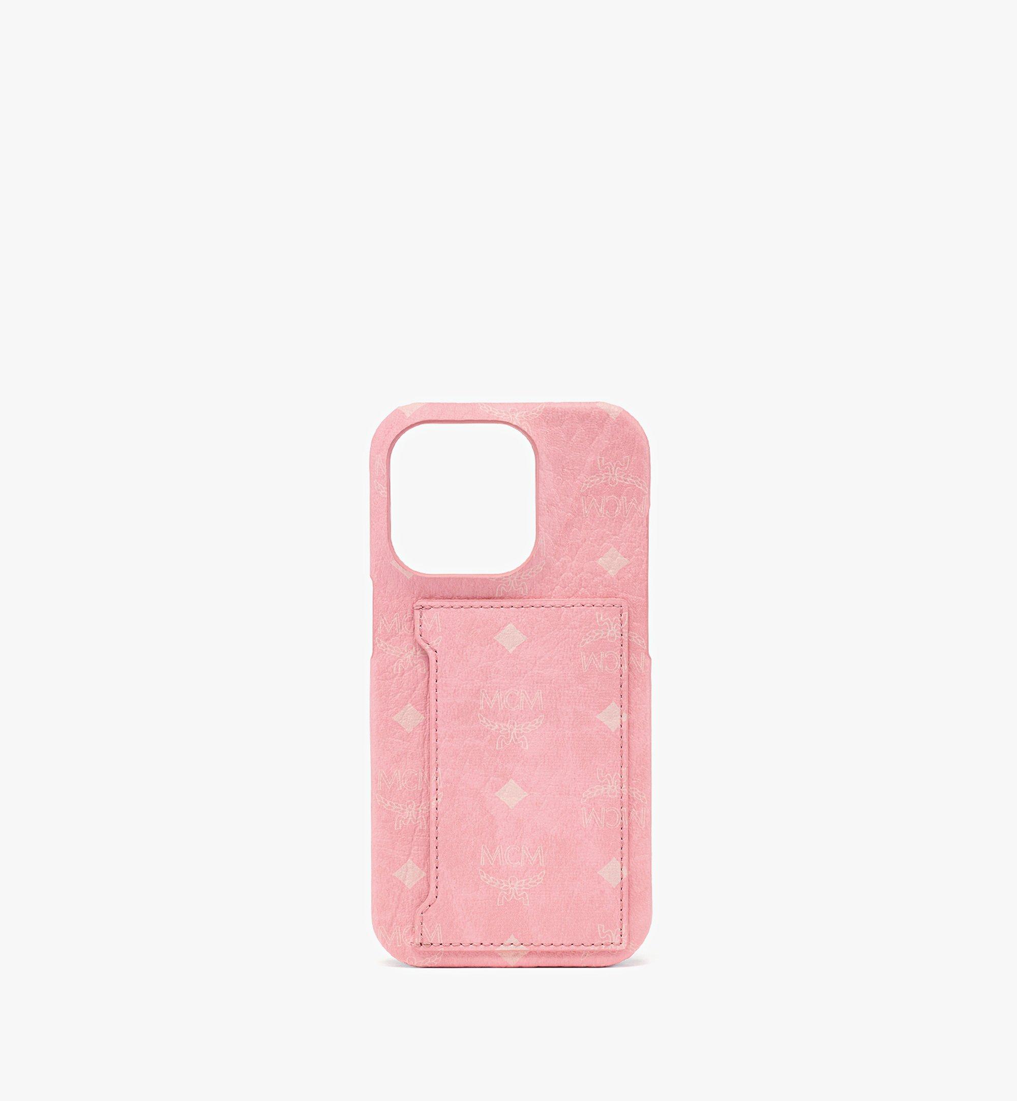 MCM iPhone 14 Pro Case w/ Card Slot in Visetos Pink MXEDSTA01QZ001 Alternate View 1