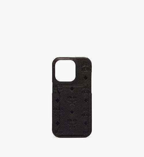 iPhone 14 Pro Case in Embossed Monogram Leather