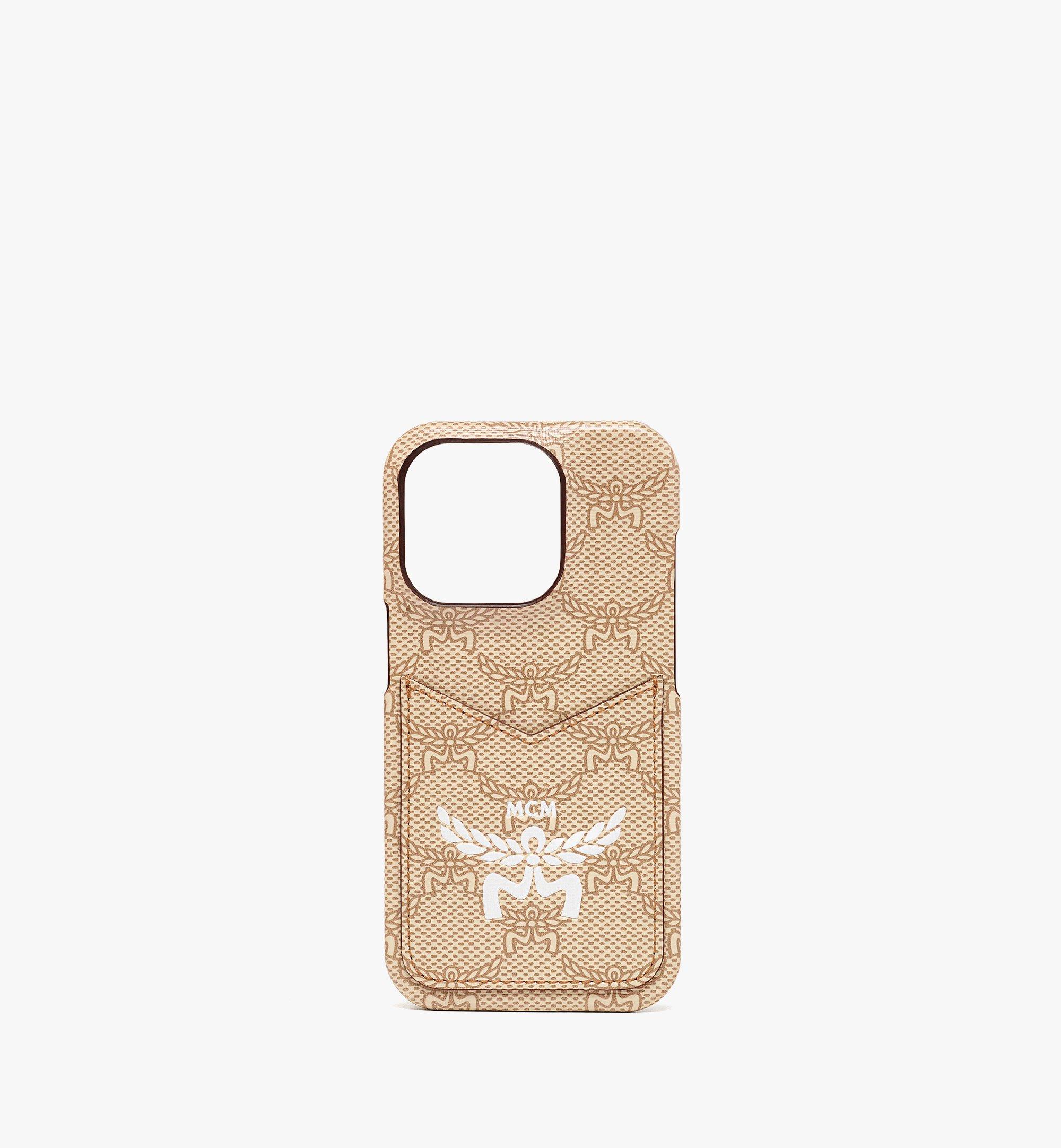 MCM iPhone 15 Pro Case in Lauretos Beige MXEESAC01I9001 Alternate View 1