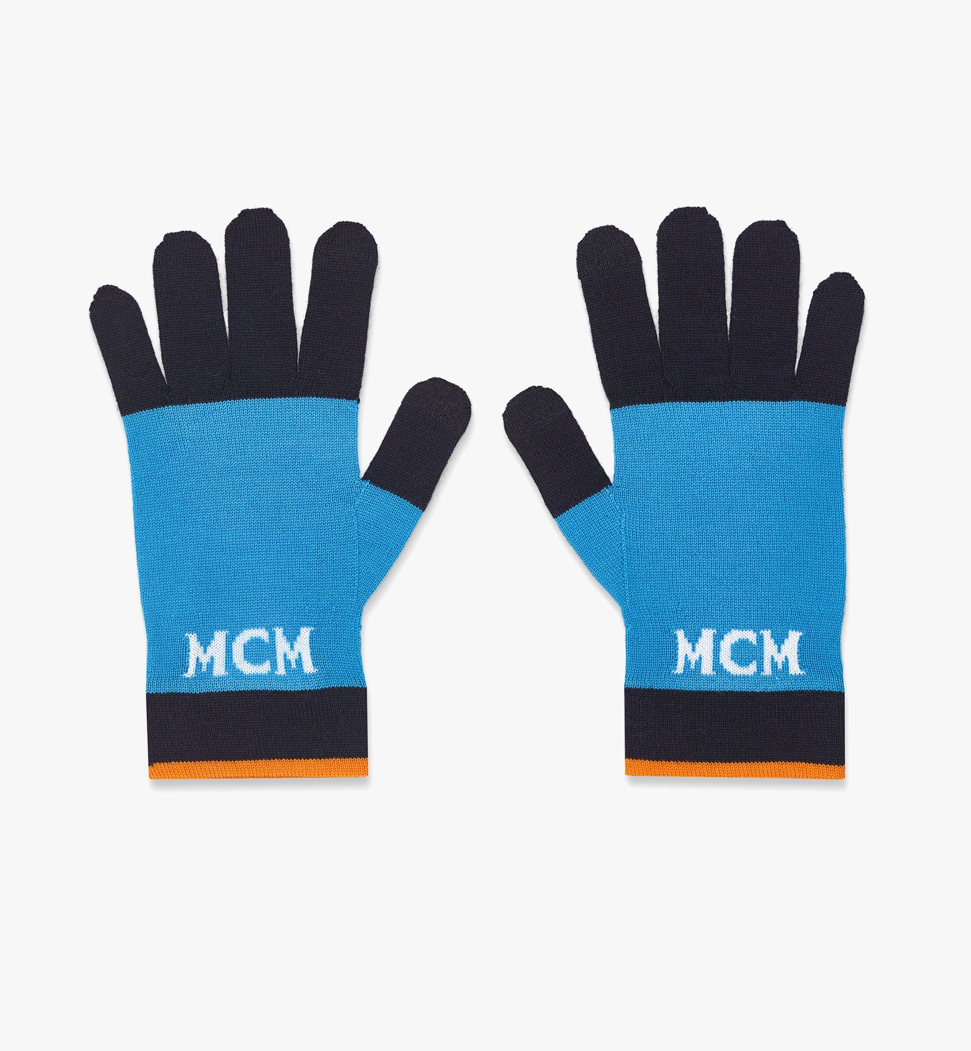 MCM MCMFormative Logo Wool Gloves Blue MXGCAMM01LU0ML Alternate View 1