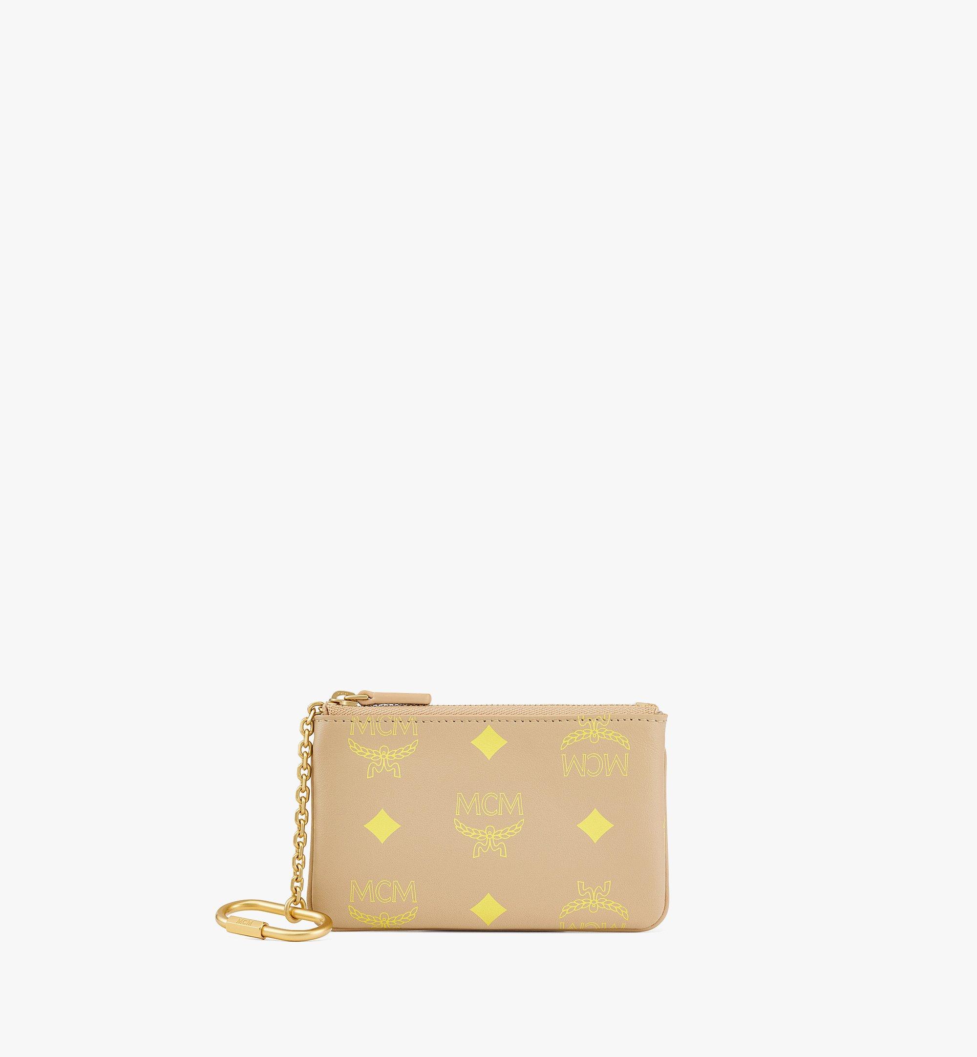 One Size Key Pouch in Color Splash Logo Leather Beige | MCM ®CN